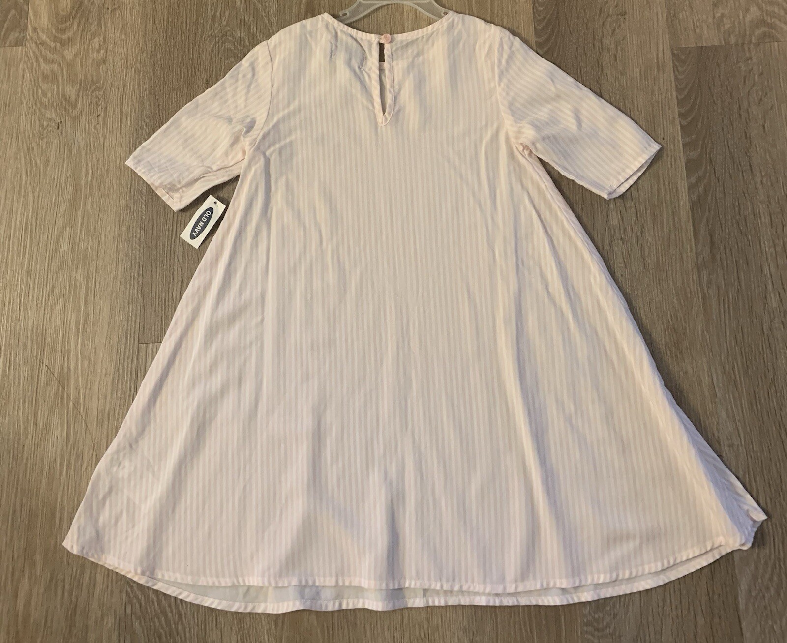 (NWT) Old Navy Girls Size 5T Pink & White Striped 3/4 Sleeve Lightweight Dress