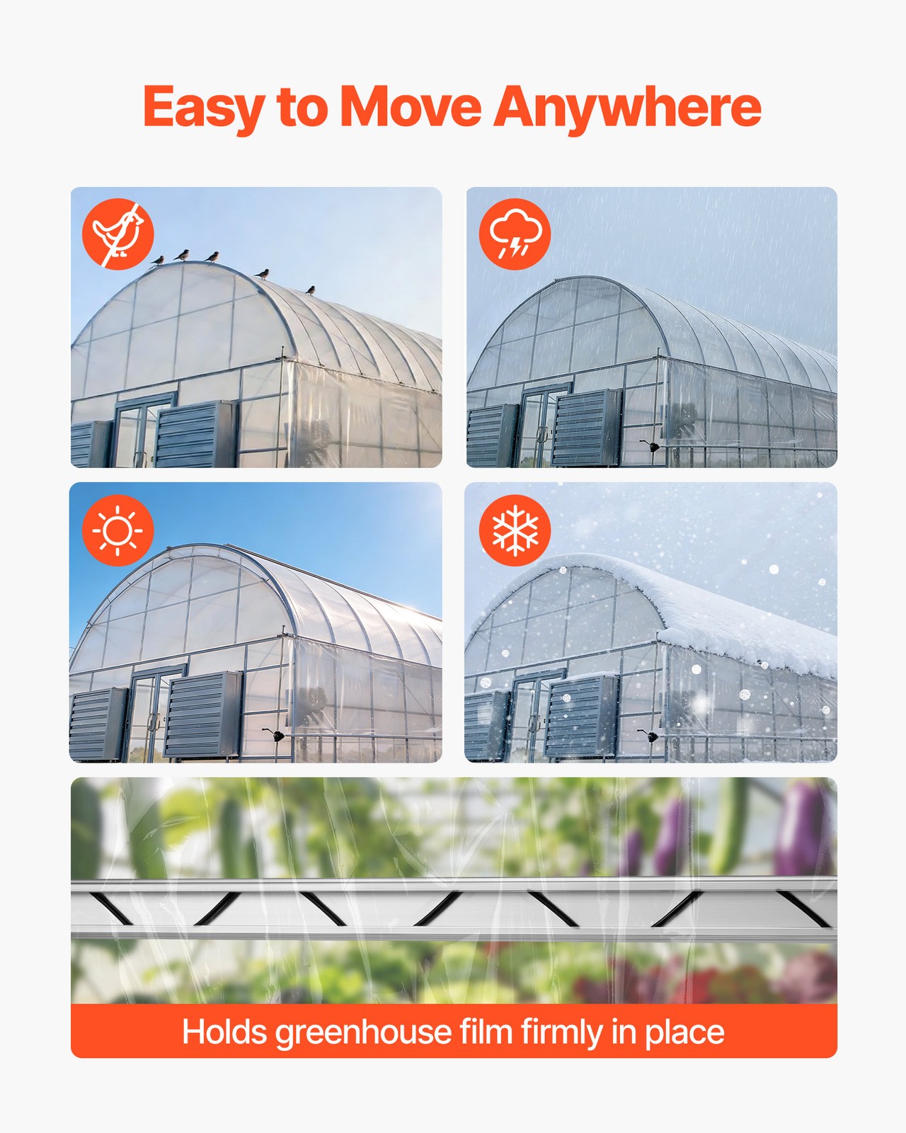 VEVOR Greenhouse Spring Wire & Lock Channel Aluminum Alloy 50 Packs 6.56 ft