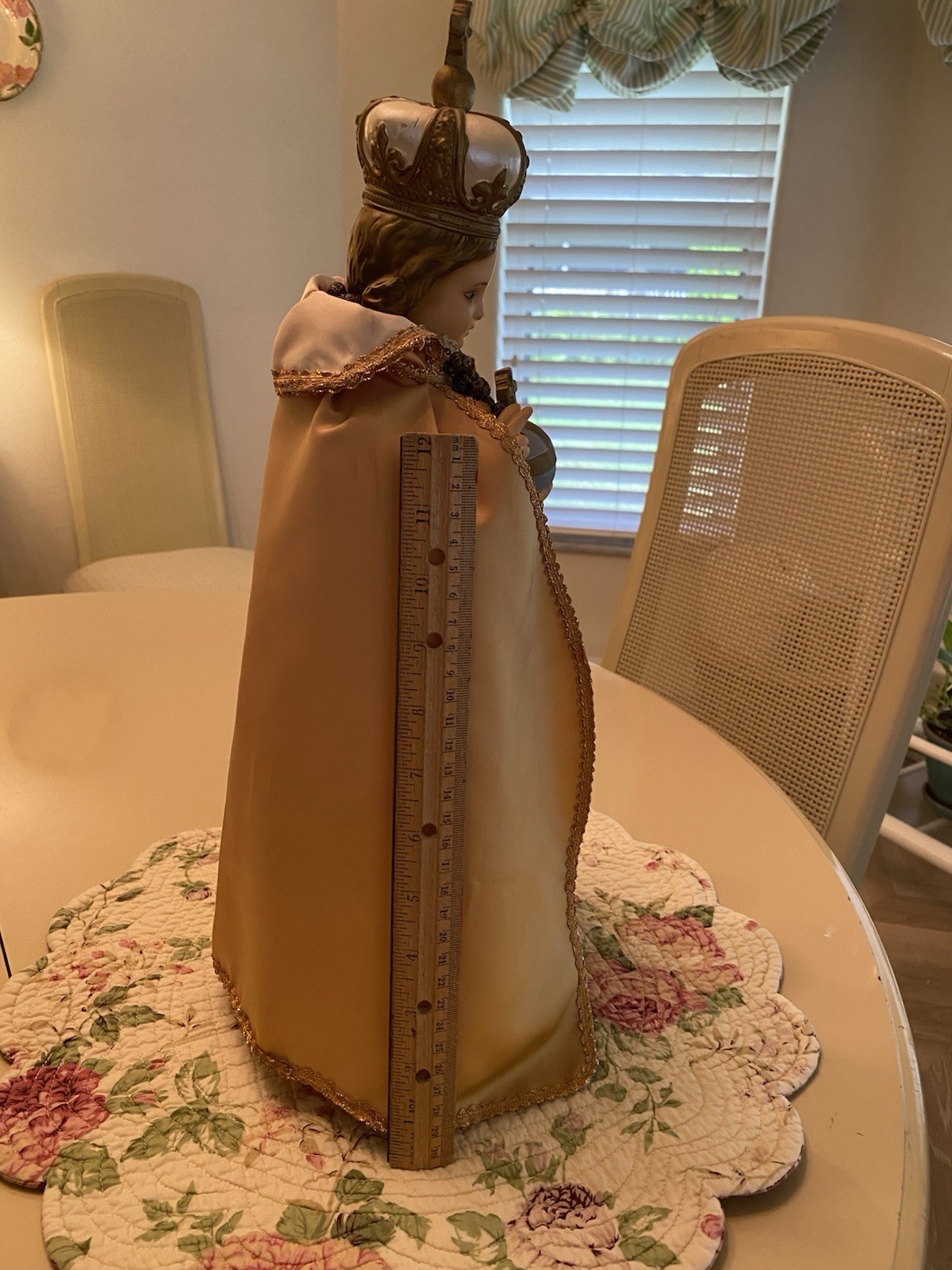 Vintage Infant Of Prague Plaster Statue With Rosary 18' Tall