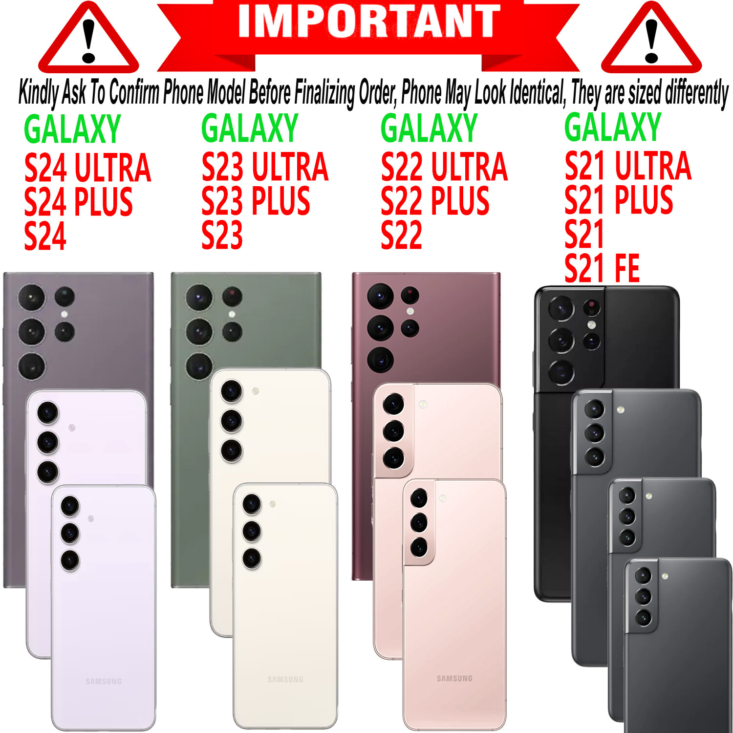 For Samsung Galaxy S24 S23 Ultra S22 Plus S21 FE Case Phone Cover + Screen Glass