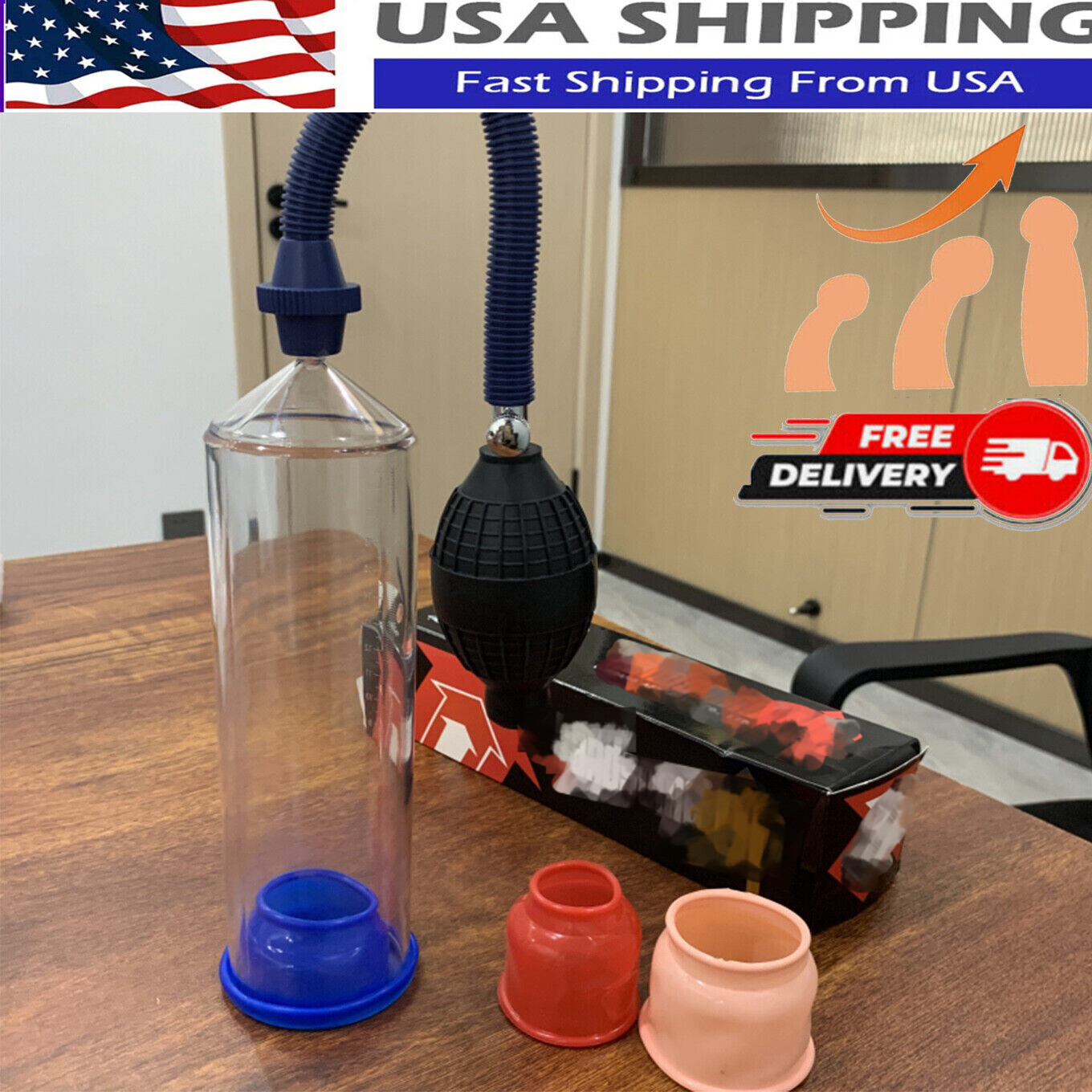 Vacuum Penis Pump for Male ED Enhancement Erectile Enlargement Penis Enlarger BG