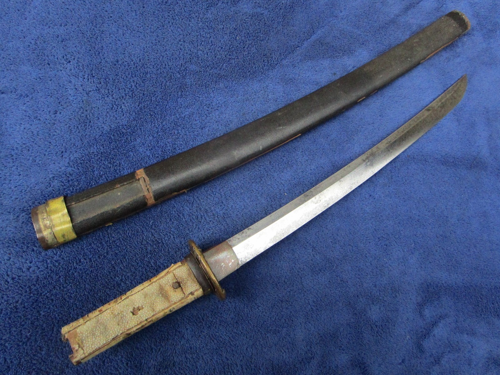 RARE ORIGINAL ANTIQUE JAPANESE SWORD TANTO WAKIZASHI DAGGER KATANA AND SCABBARD