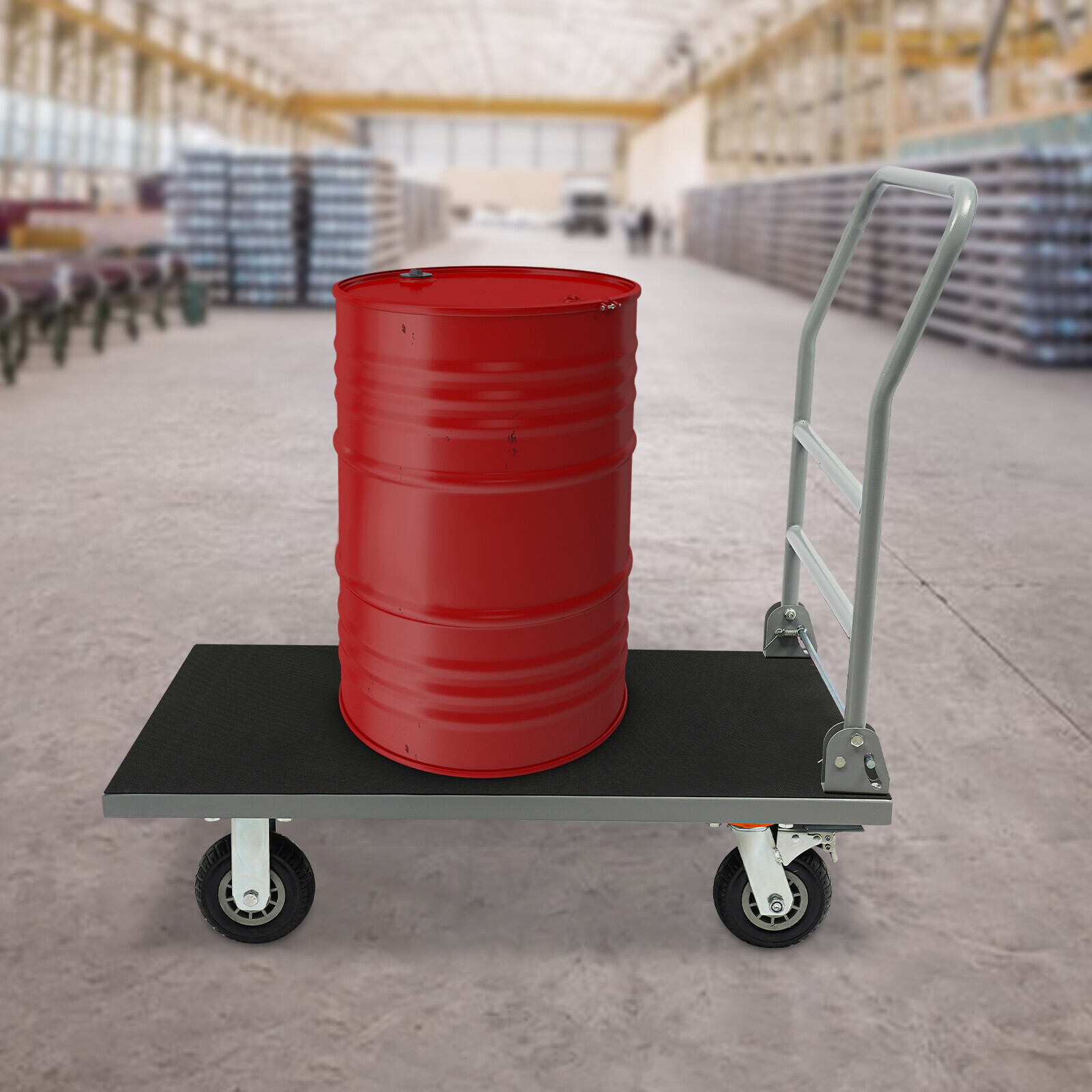 Platform Truck Trolley Foldable Platform Cart 2200lb w/ 4 Wheels for Warehouse