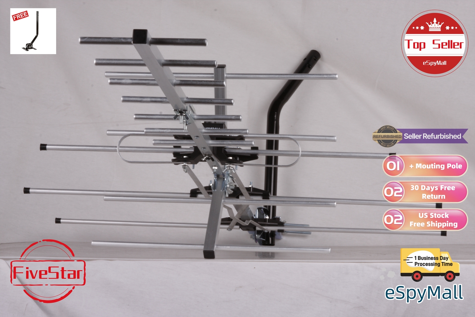 300 Mile Yagi Outdoor Digital TV Antenna for UHF VHF FM Crystal Clear Signal