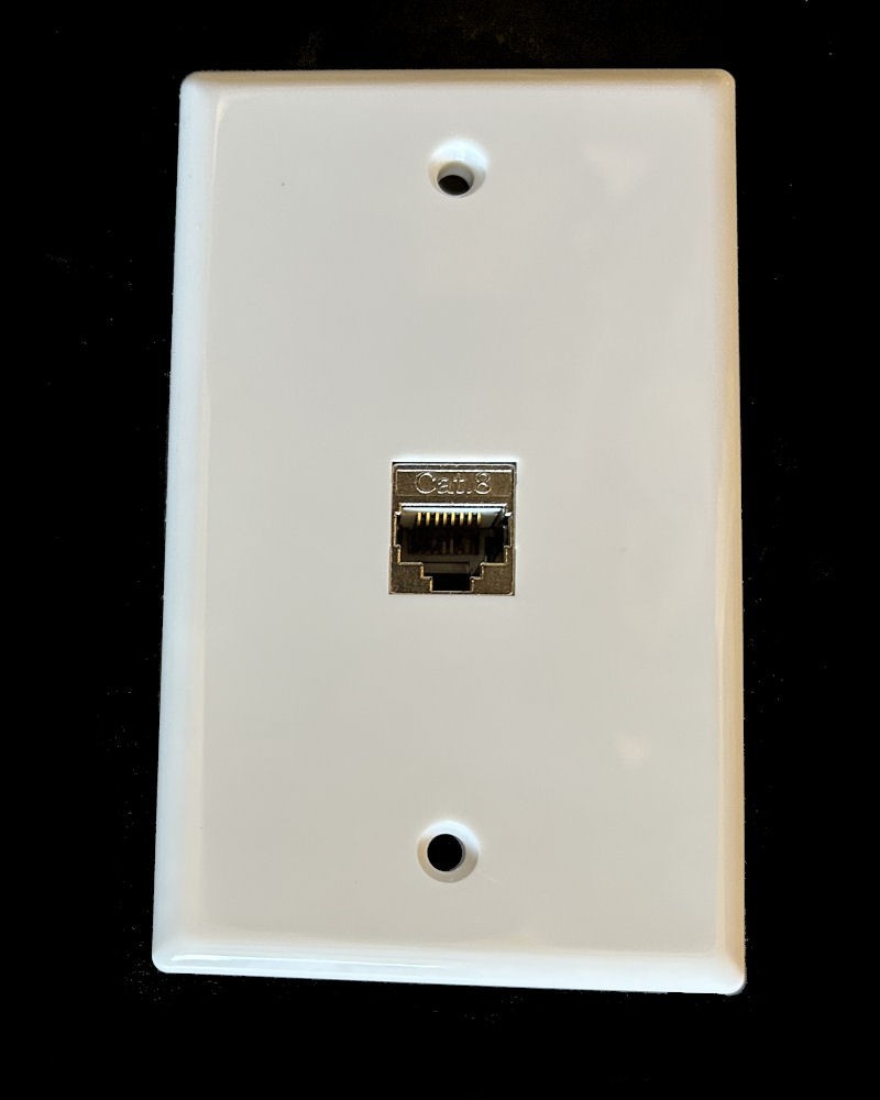 CAT8 Shielded Ethernet Wall Plate 1-Port Single Gang Keystone Network Tool Less