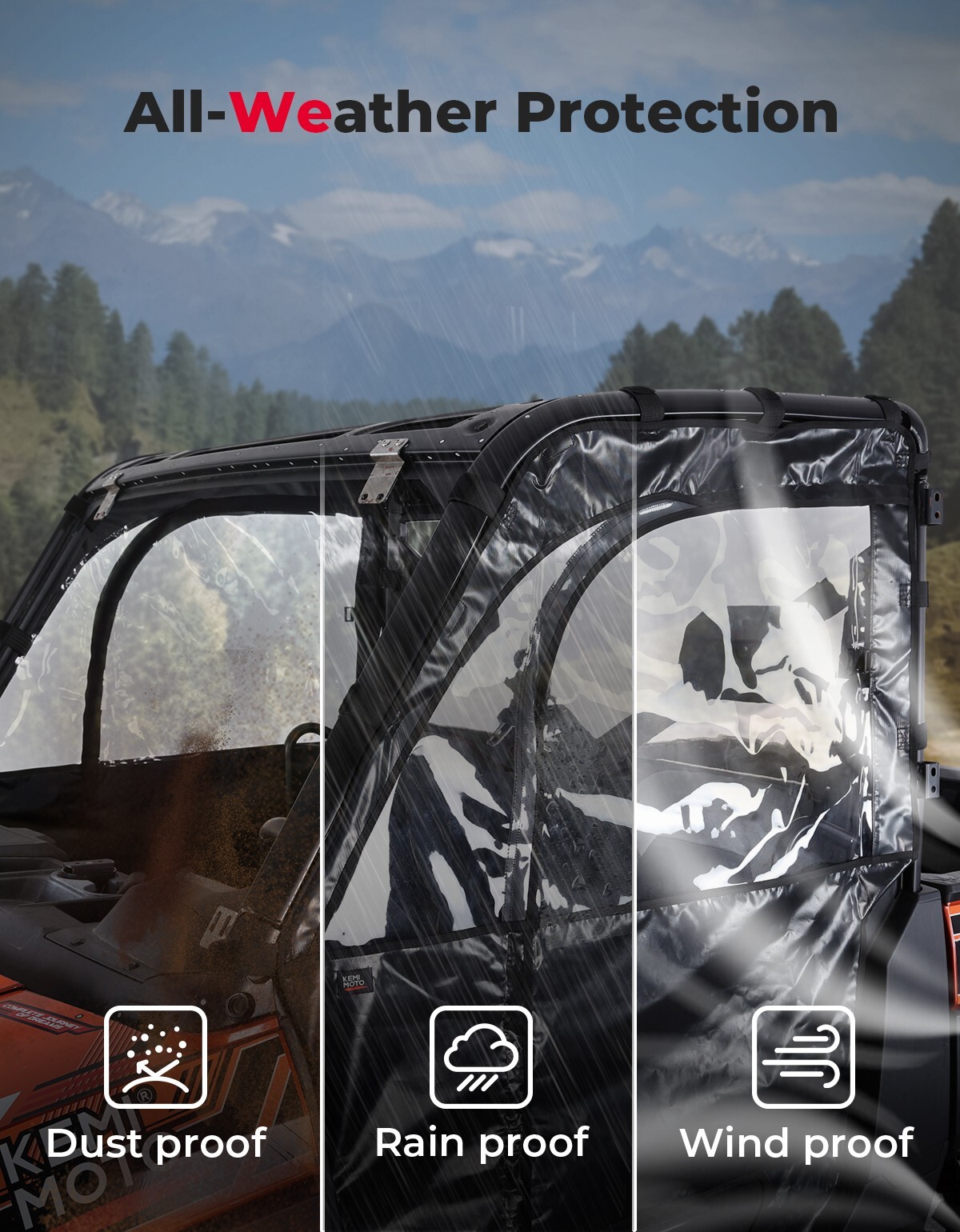 2PCS UTV Soft Cab Enclosure Upper Doors for Polaris Ranger XP 1000 2017-2025