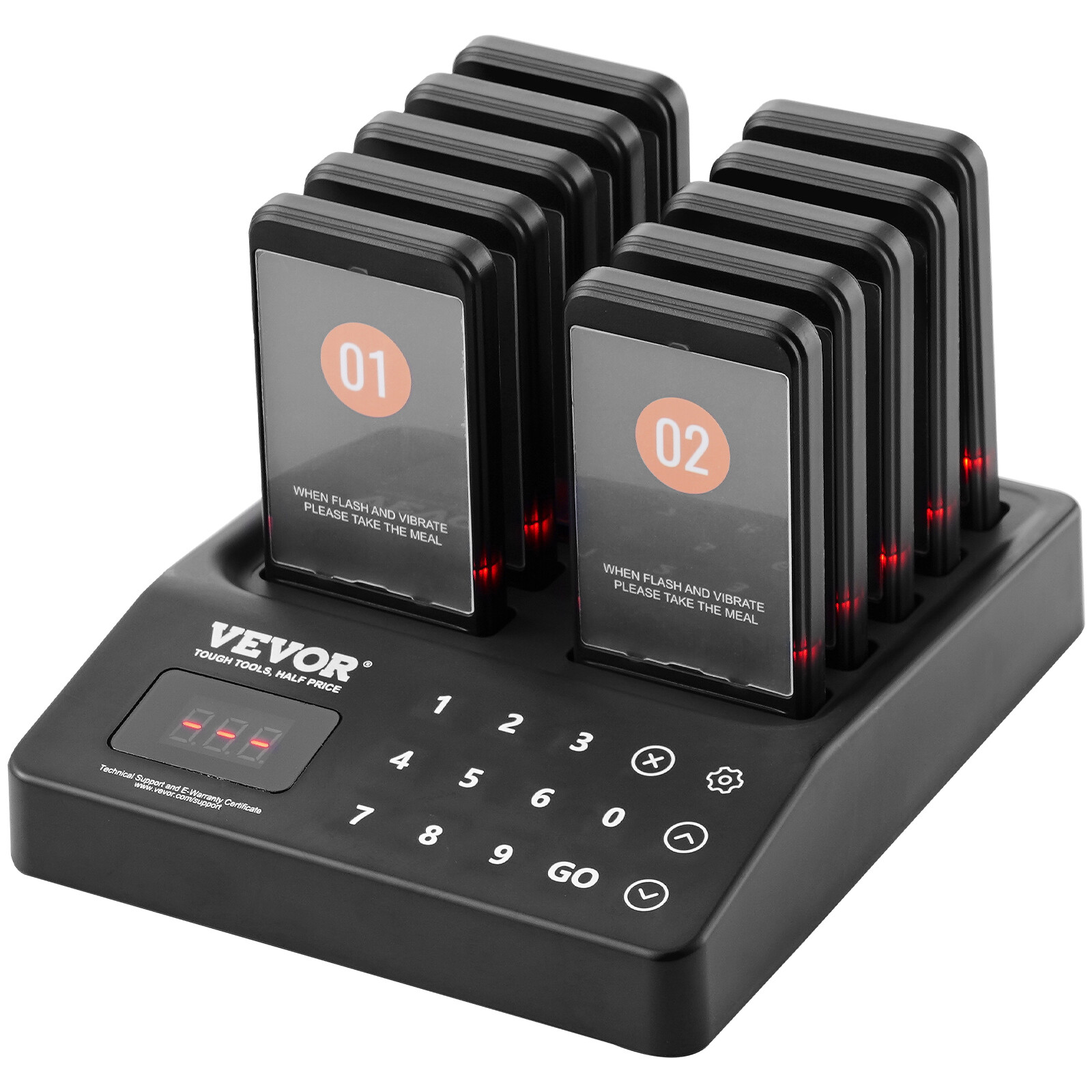 VEVOR Restaurant Wireless Pager System 10 Beepers Guest Queuing Calling Touch