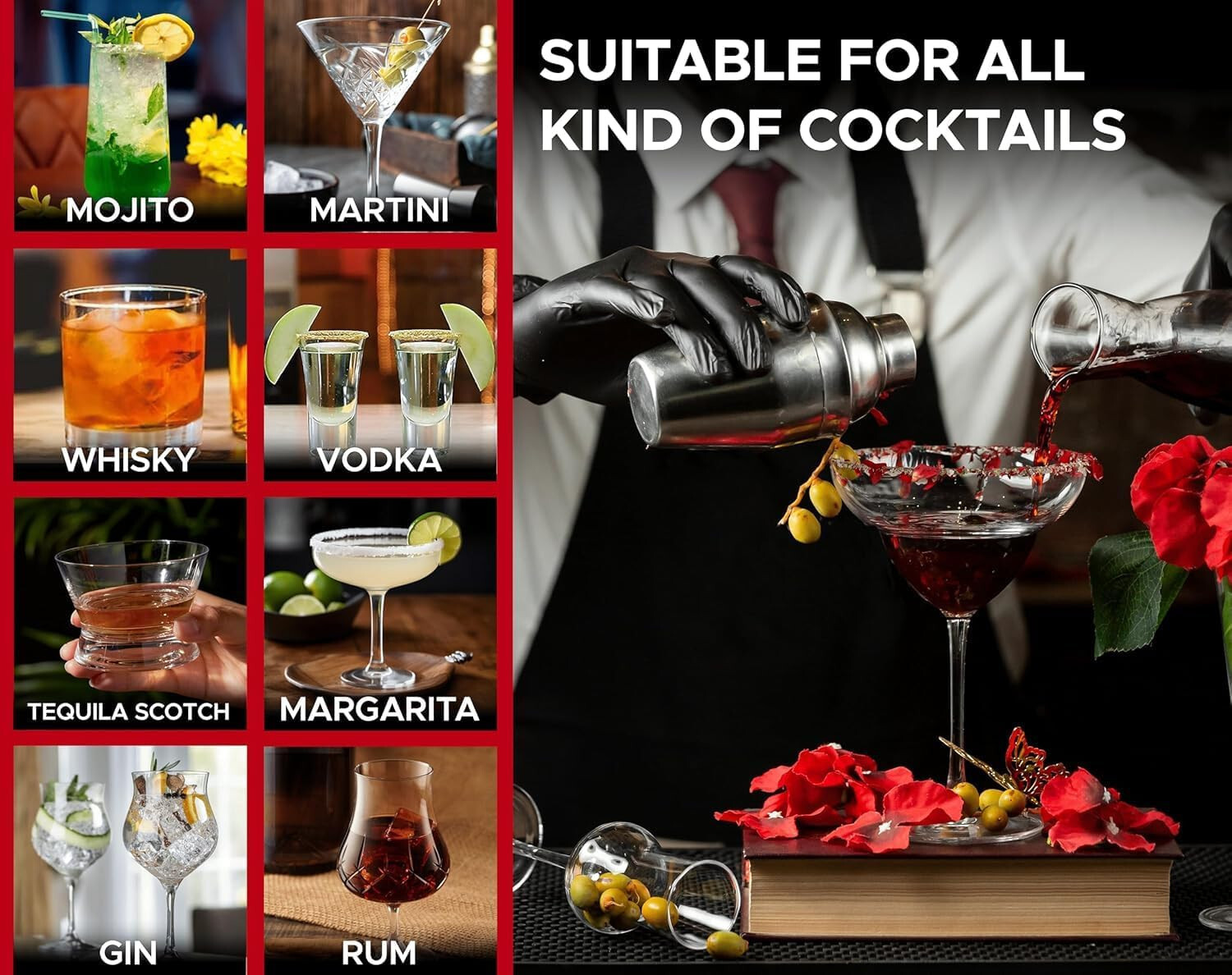 26 PC Bartender Kit Complete Cocktail Shaker Tool Set Stainless Steel with Stand