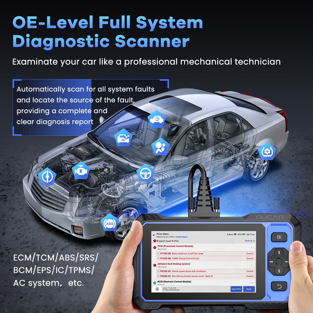 MUCAR 682 OBD2 Scanner Automotive AI Diagnostic Tool Active Test 20+Resets FREE