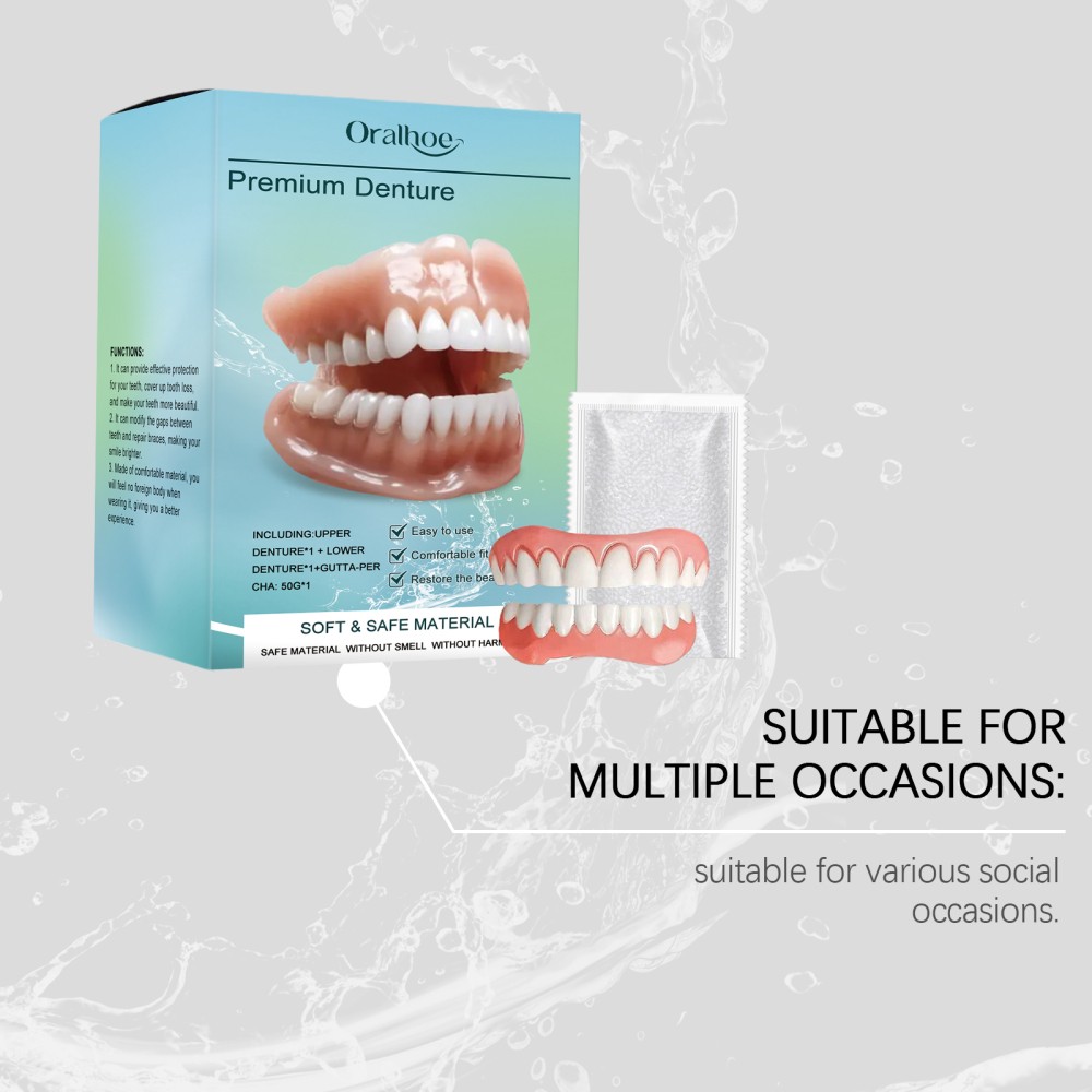 Flexible Silicone Premium Denture - Full Set Top Bottom Teeth For Men And Women