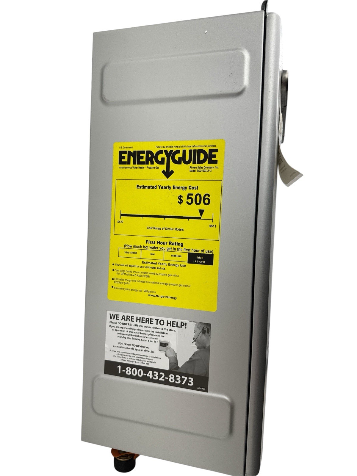 Rheem 160,000 BTU Outdoor Liquid Propane Tankless Water Heater ECO160XLP-3 (OB)