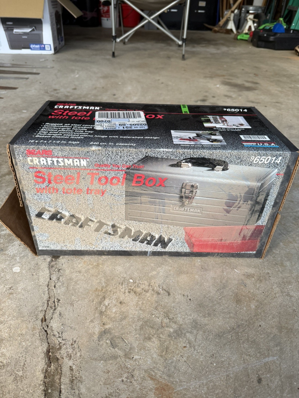 NOS! VINTAGE CRAFTSMAN 16" STEEL TOOL BOX w/ RED TRAY #965014 SEALED