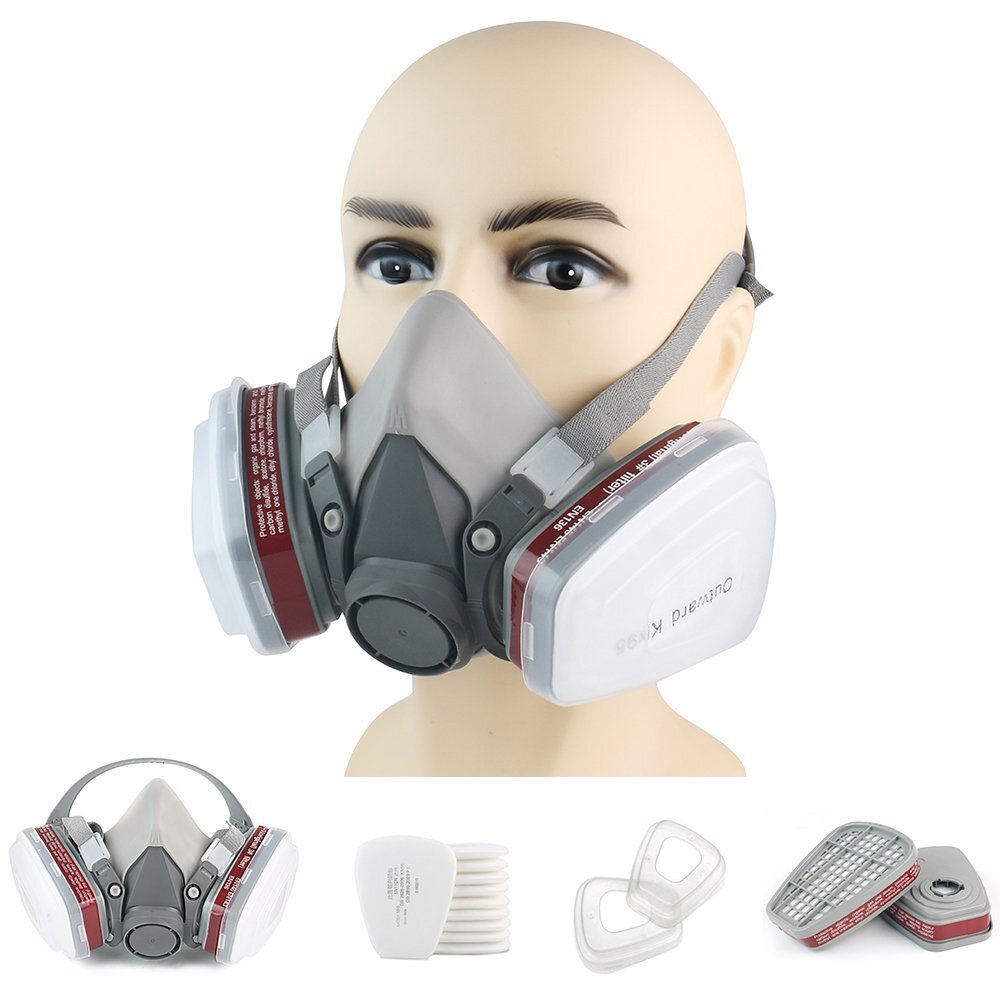 17 in1 Half Face Gas Mask Facepiece Spray Painting Respirator Safety Suit F 6200