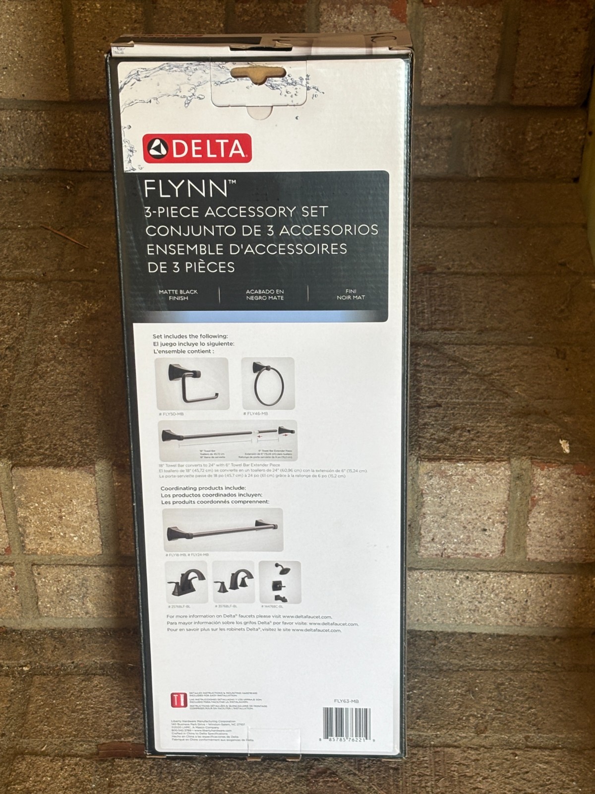 Delta Flynn FLY63-MB Matte Black 3 Piece Bath Towel Bar Accessory Set