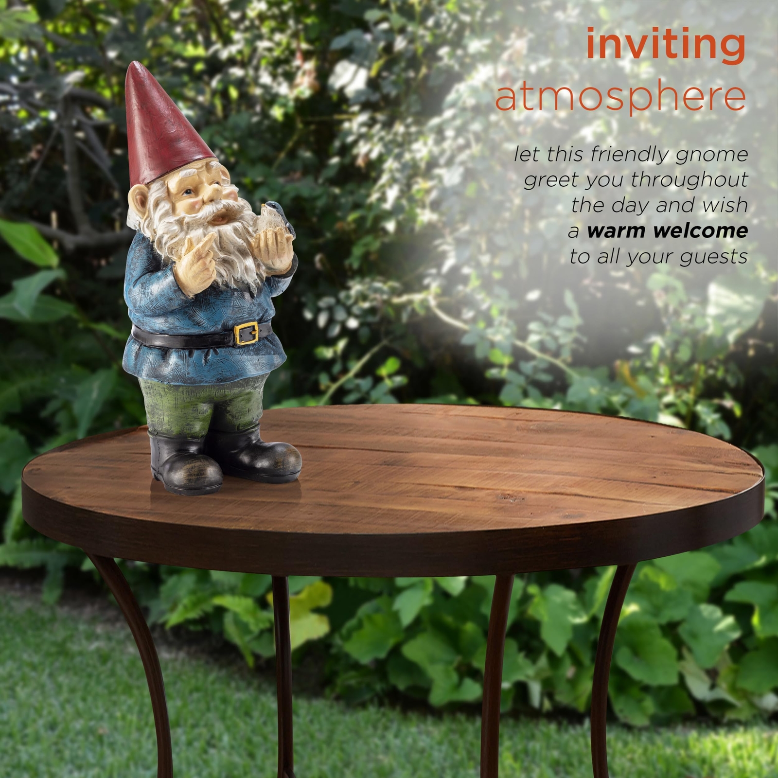 Alpine 12-Inch Outdoor Garden Gnome Statue Multicolor