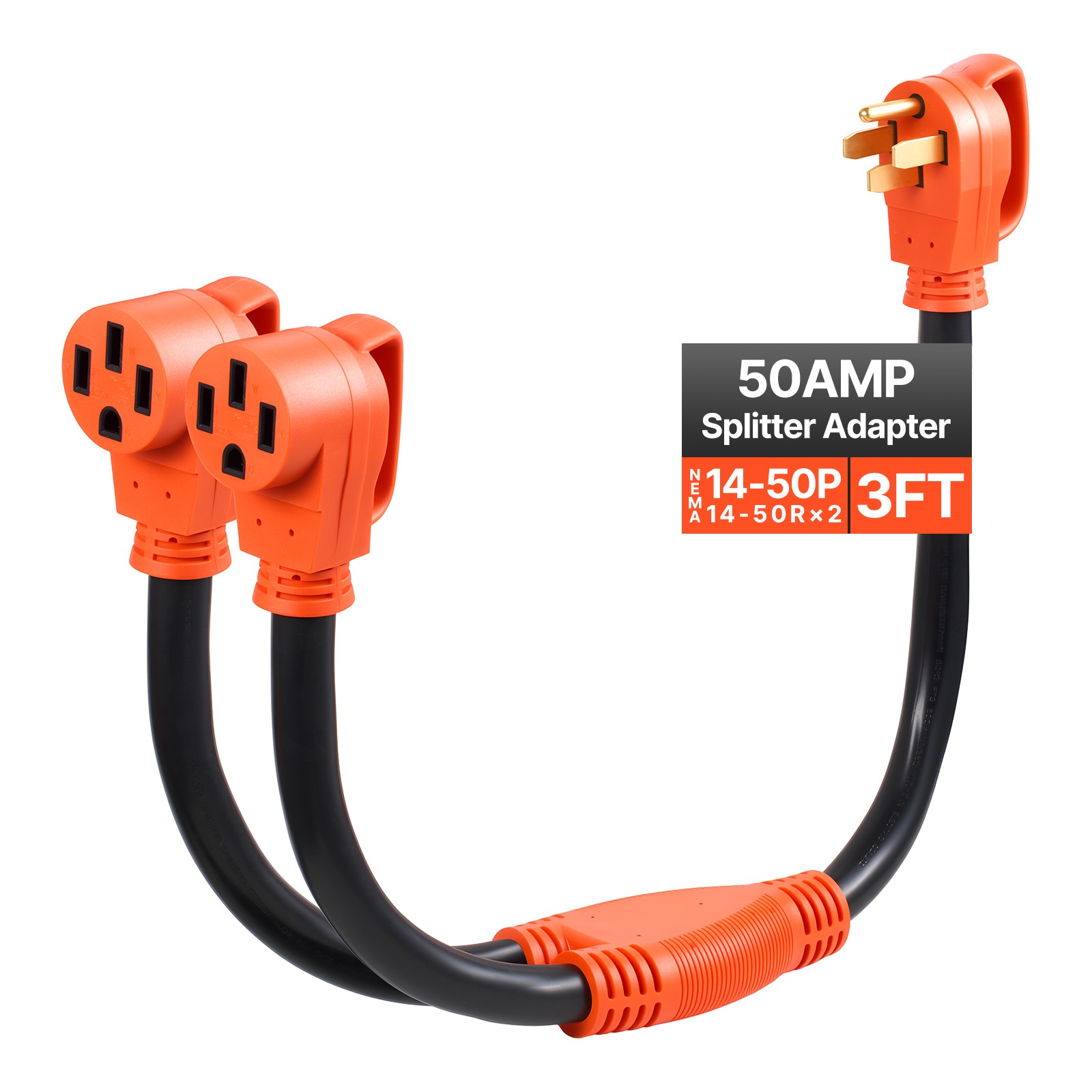 VEVOR Y Splitter Adapter Cord 50 Amp NEMA 14-50 4 Prong 240V Splitter for RV EV
