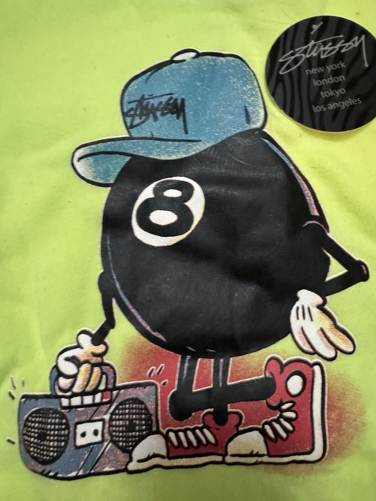 Stussy Sweater Eight Ball Lime Green Sweater Sz Small