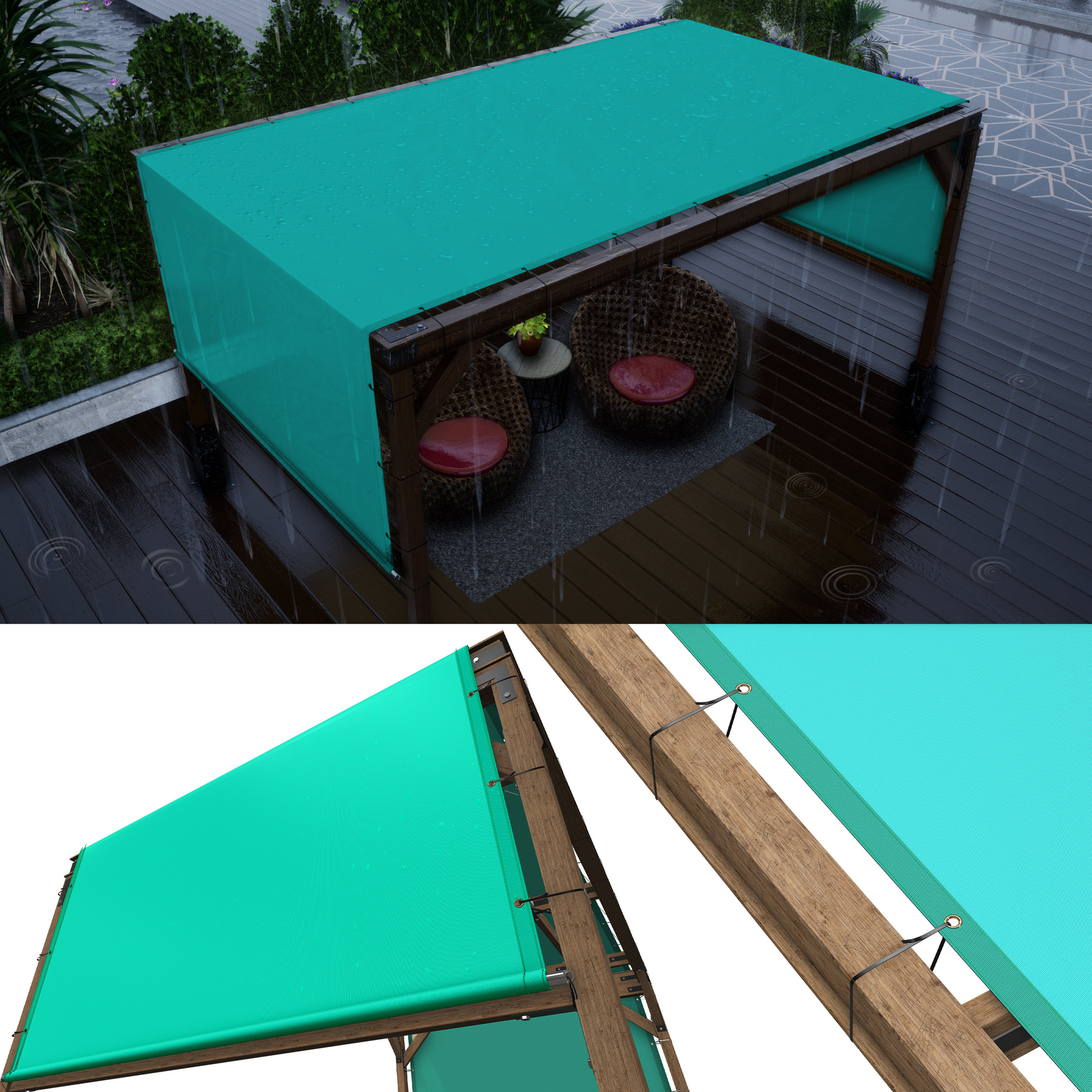 ColourTree Waterproof Pergola Sun Shade Replacement Canopy, Rainbow