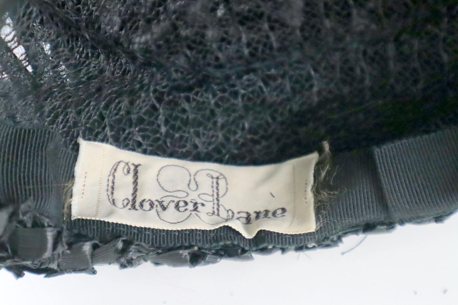 Vintage Clover Lane 1940s Woven Wide Brim Straw Hat w/Black Ribbon