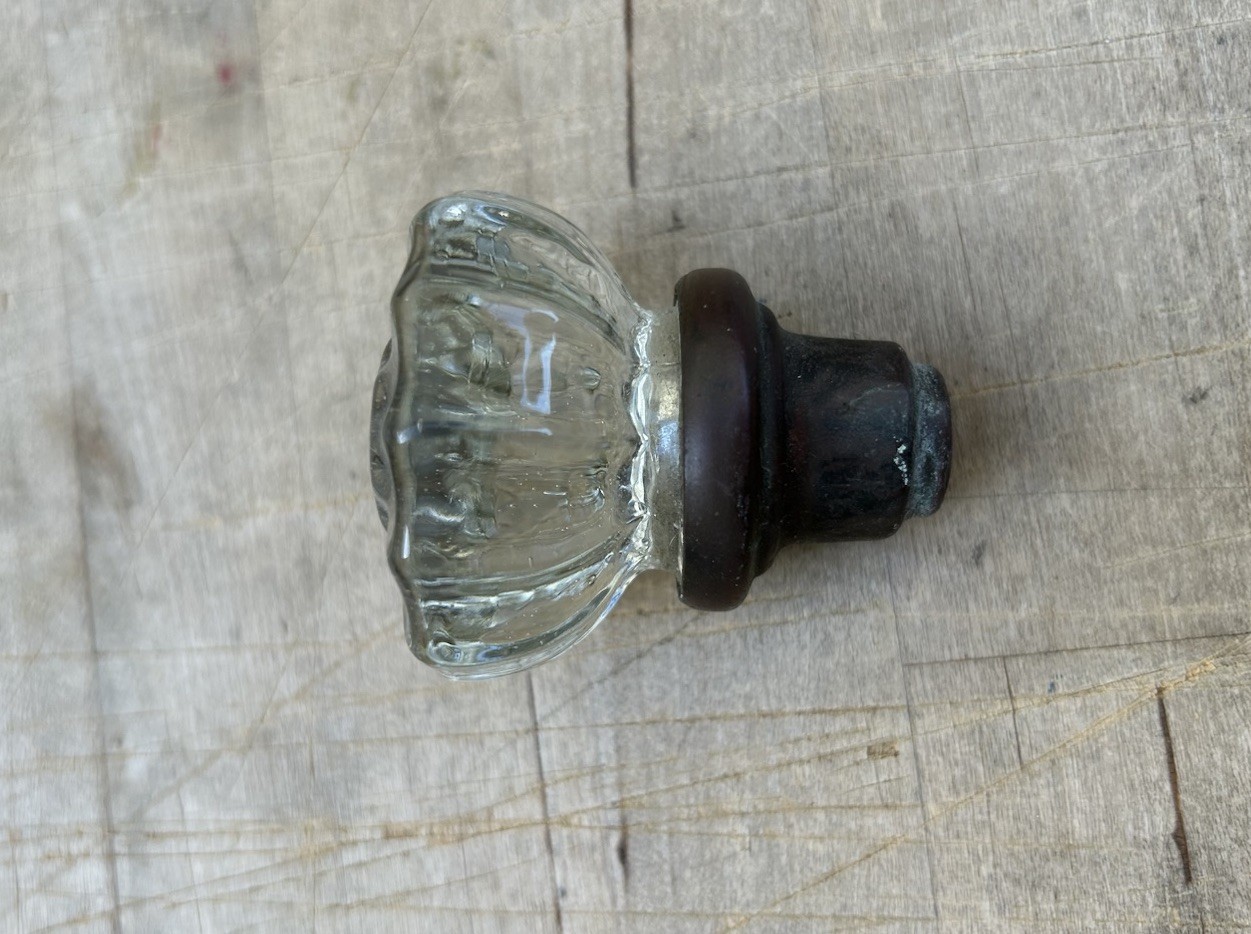 Vintage Brass Glass Door Knob w/bonus similar Matching Knob