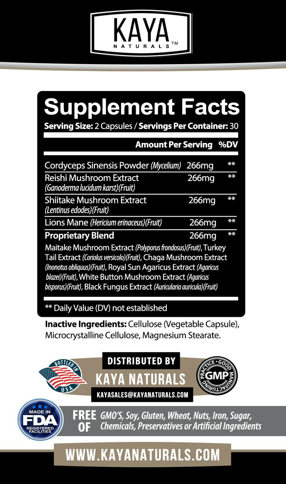 10x Mushroom Complex Supplement, Lions Mane, Reishi, Shiitake, Immune Capsule