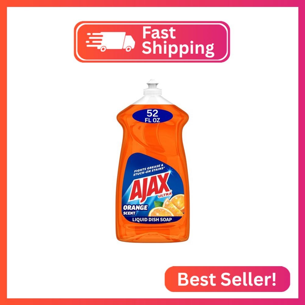 Ajax Ultra Liquid Dish Soap Orange Scent,Triple Action, Mess-Free, Easy-Flip Cap