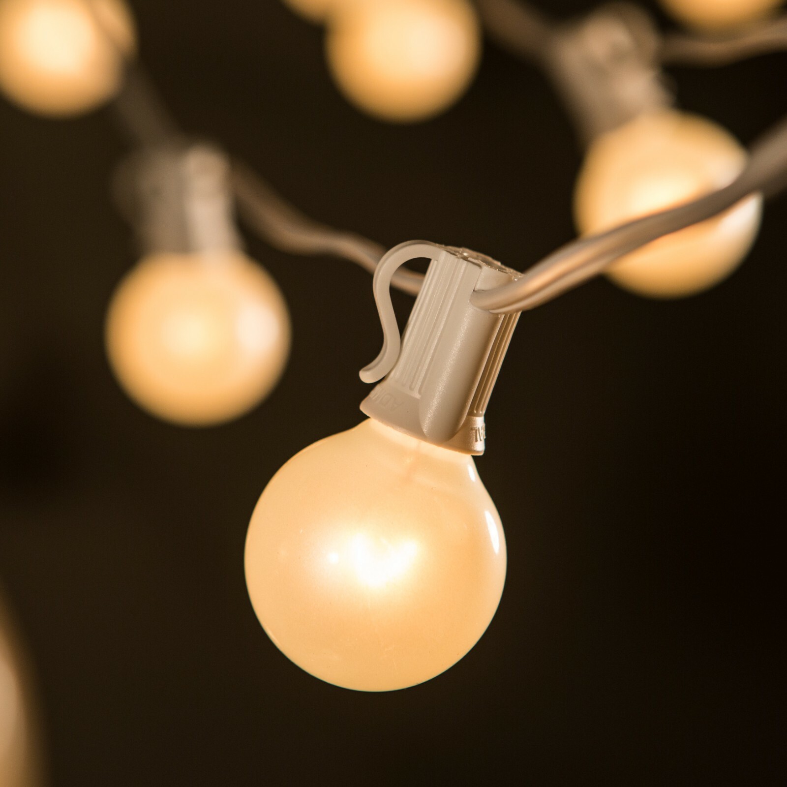 Frosted G40 String Lights for Patio Cafe Tent - White Wire - 10’, 25’, 50’, 100'