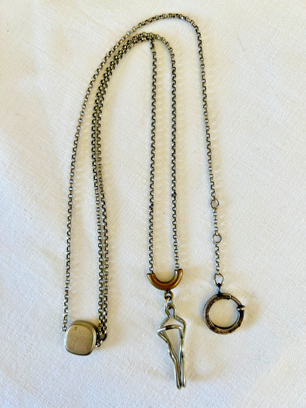 Vintage Signed SWANK Pocket Watch Chain with Slide