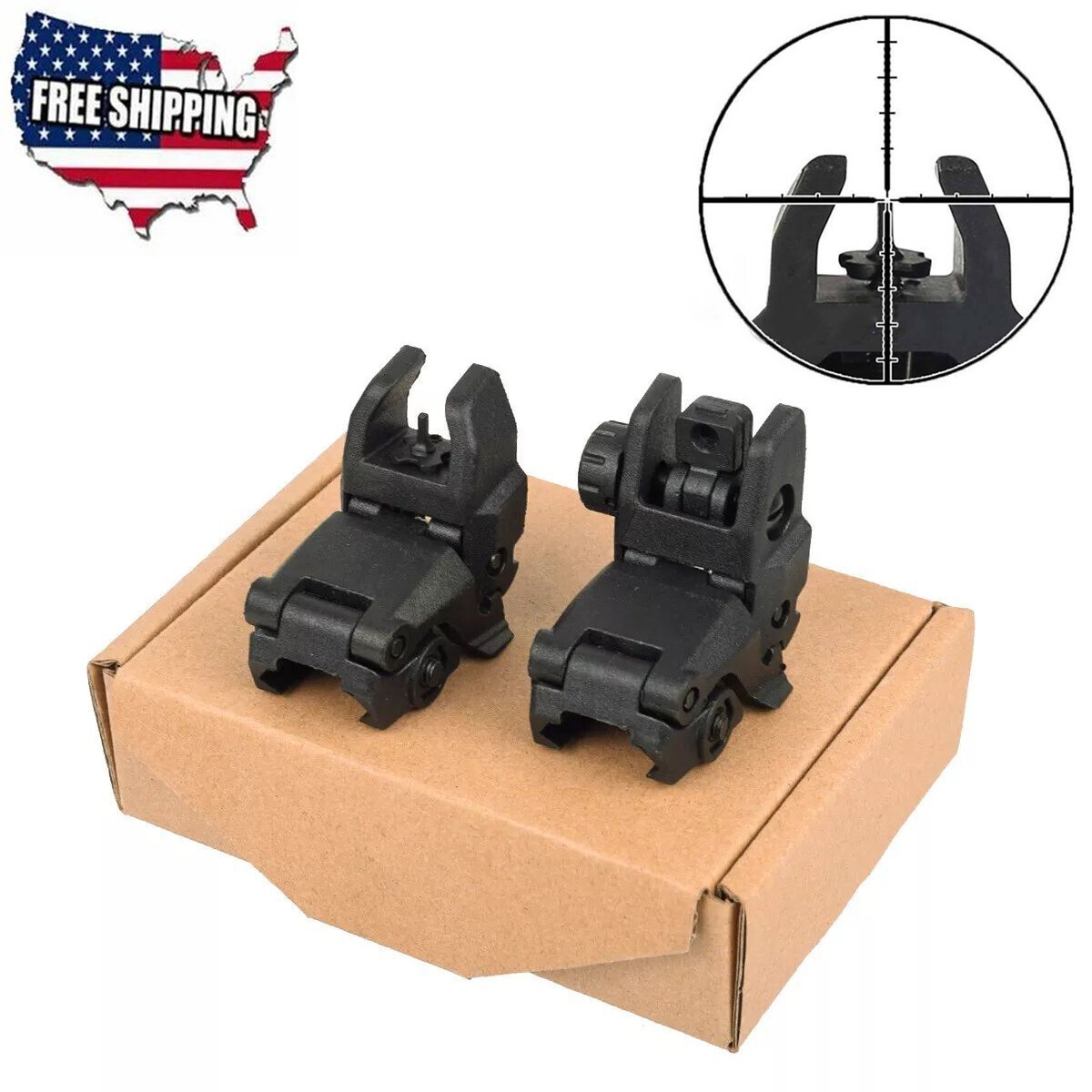 NEW Flip Up Sight New Generation Front & Rear Back Up Sight Set Black