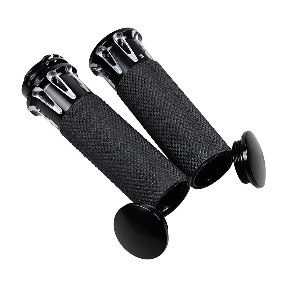 Black Motorcycle 1" Handlebar Hand Grips w/Switches Controls Housing For Harley