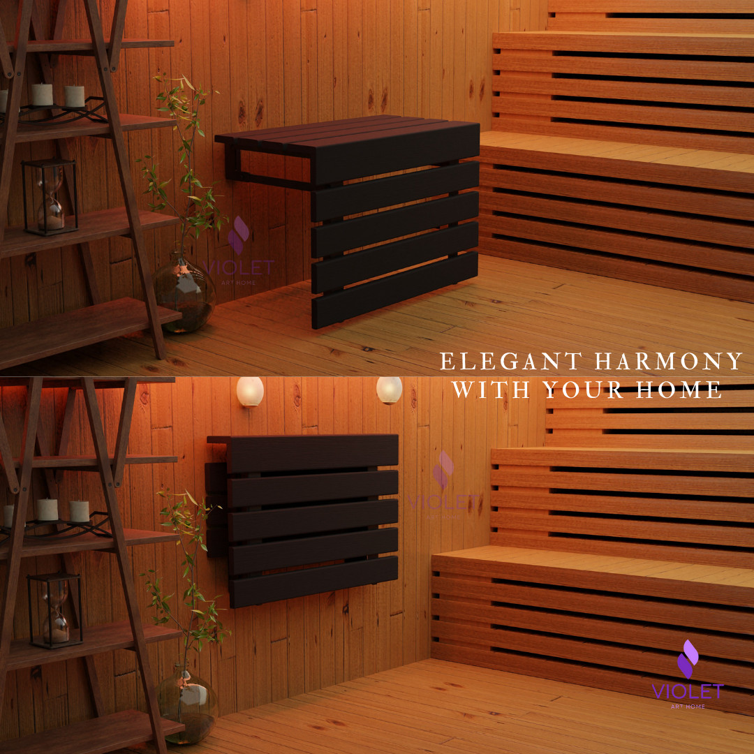 Handmade Teak Wood Folding Wall Mounted Shower Seat, XL