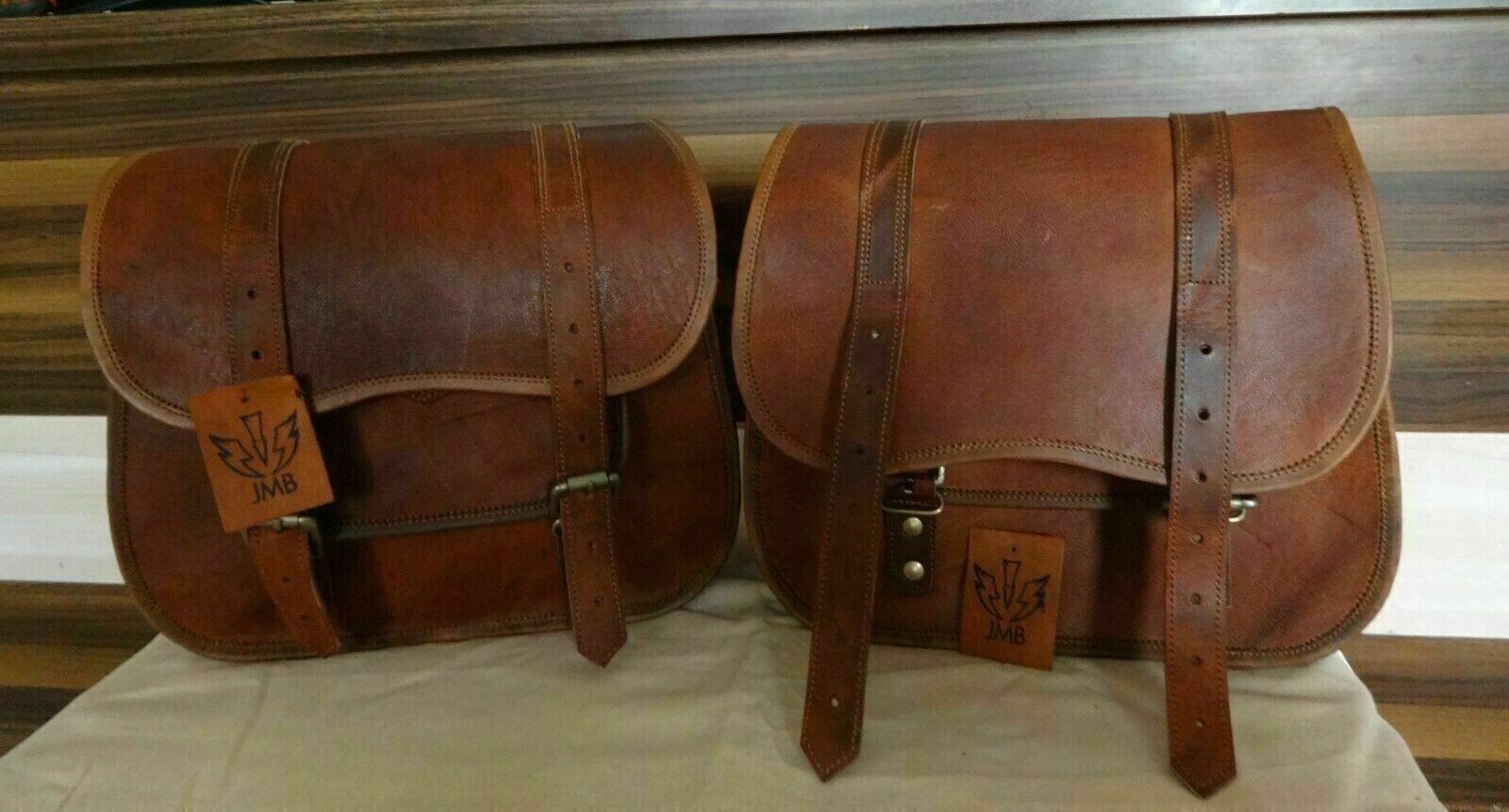 Saddlebags Motorcycle 2Bags Side Pouch Brown Leather Side  Pouch Panniers Saddle