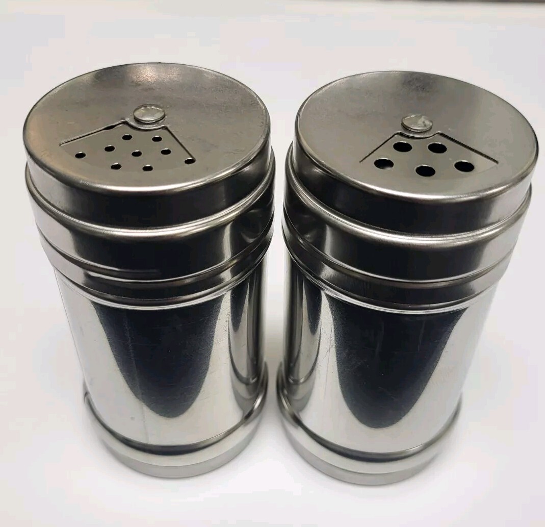 2 Pc Salt/Pepper/Spice Shakers Set Stainless Steel