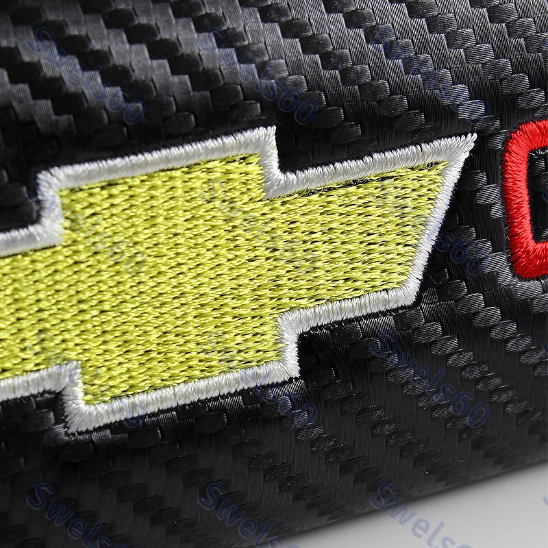 Carbon Look Embroidery SET Seat Belt Cover Shoulder Pads for Chevy Chevrolet