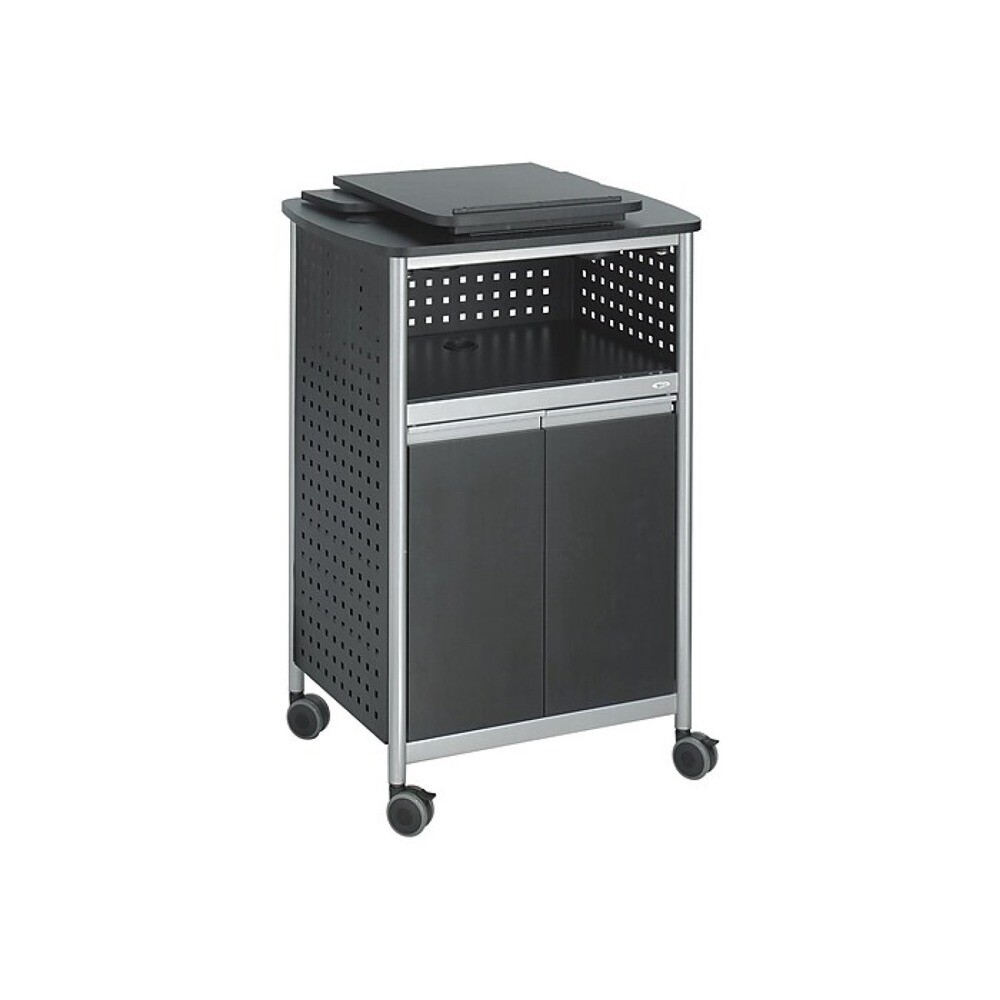 Safco 8922BL 28.75 in. x 22 in. x 49.75 in. Scoot Mobile Lectern - BK/SL New