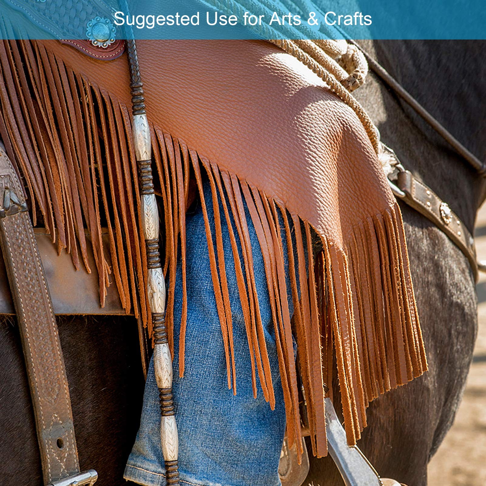 TeeLiy 3mm Flat Genuine Leather Cord, Strip Cord Braiding String Flat, Tan