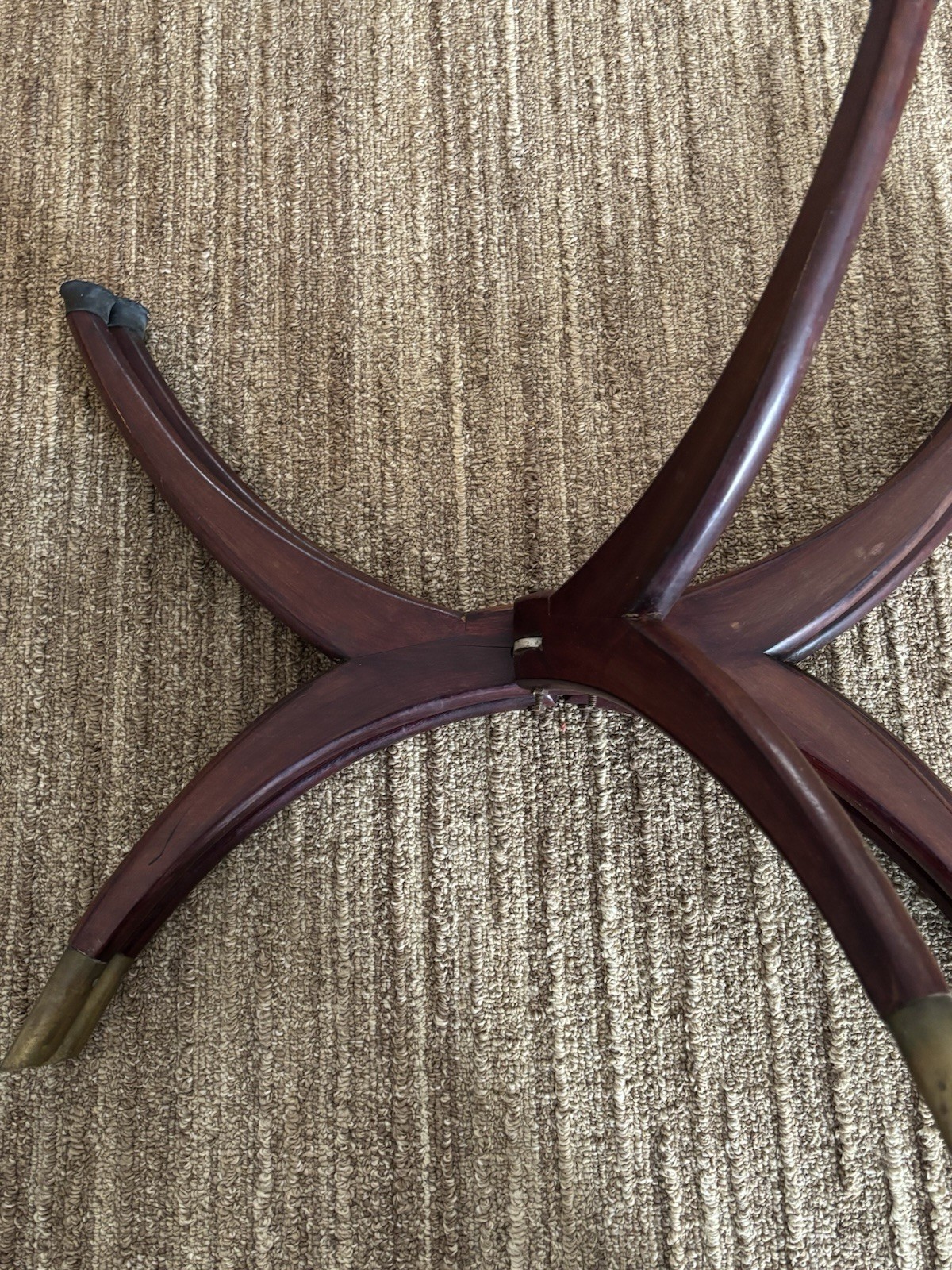 VTG Mid-Century Modern Spider Leg Tray Table Folding Base Brass Tips No Tray MCM