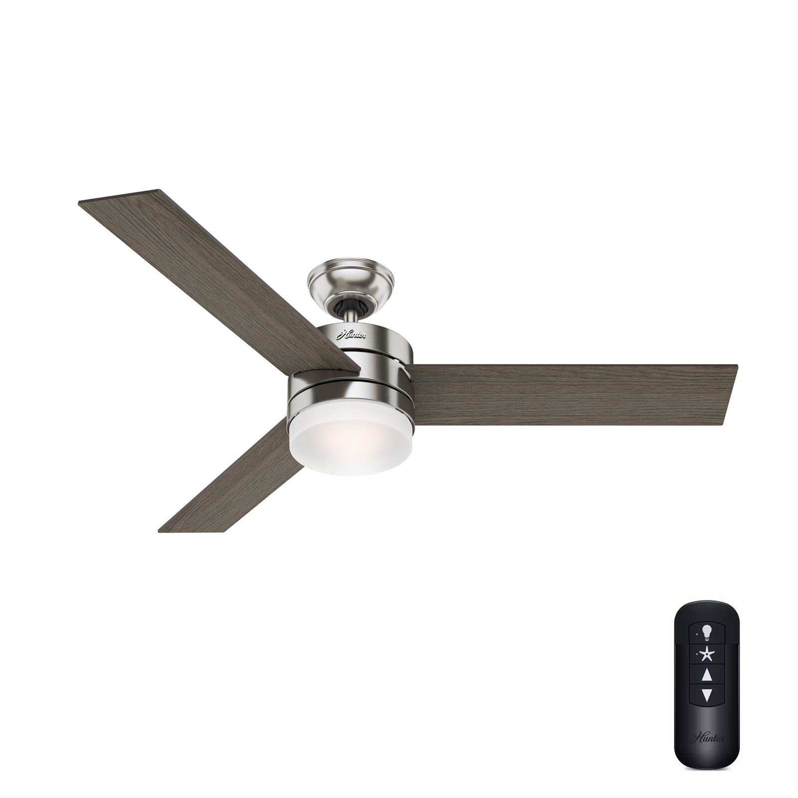 Hunter Fan 54 in Modern Brushed Nickel Finish Indoor Ceiling Fan with Light Kit
