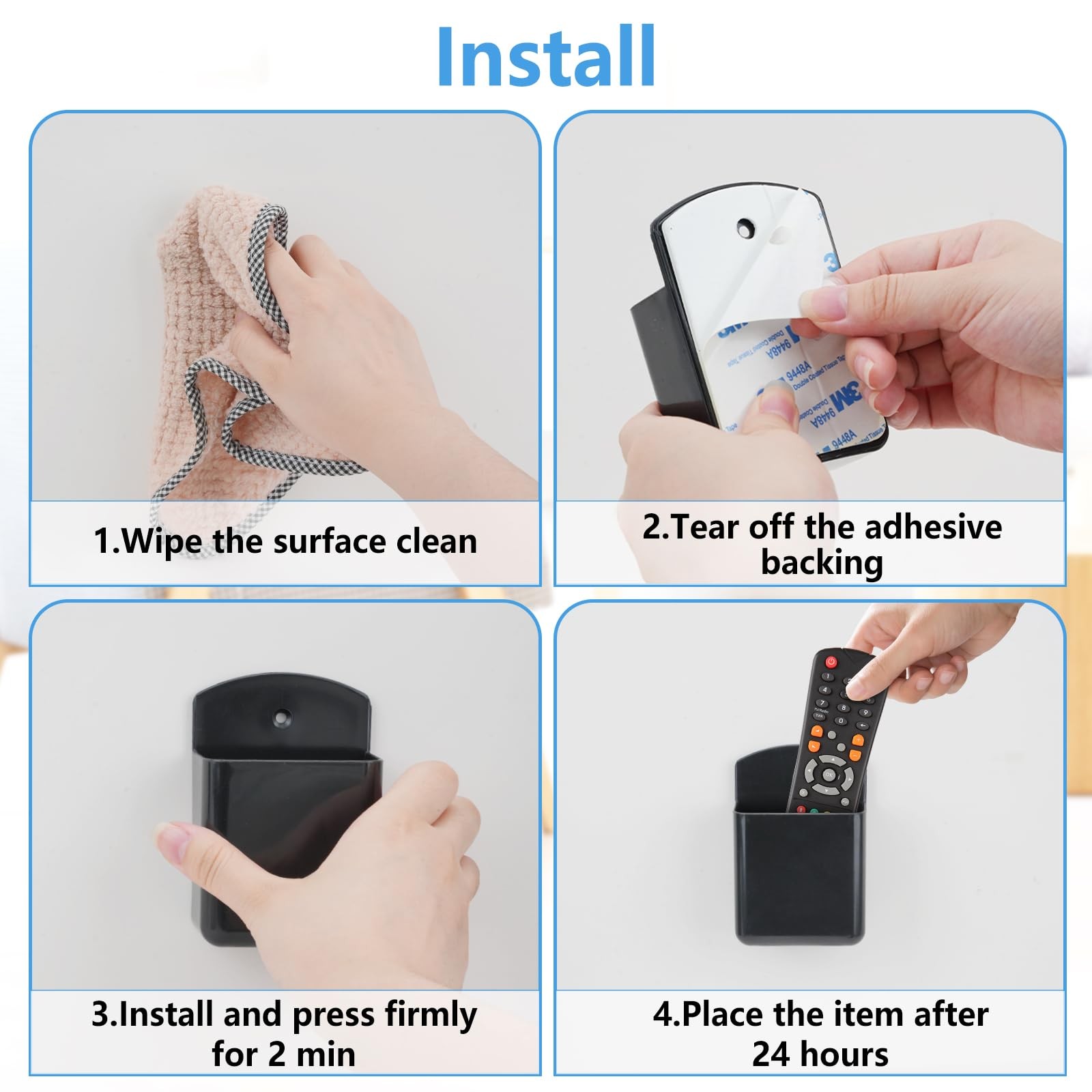 3 Pack Remote Control Holder Wall Mount, 2Pcs Small Remote Holder and 3 Slot ...