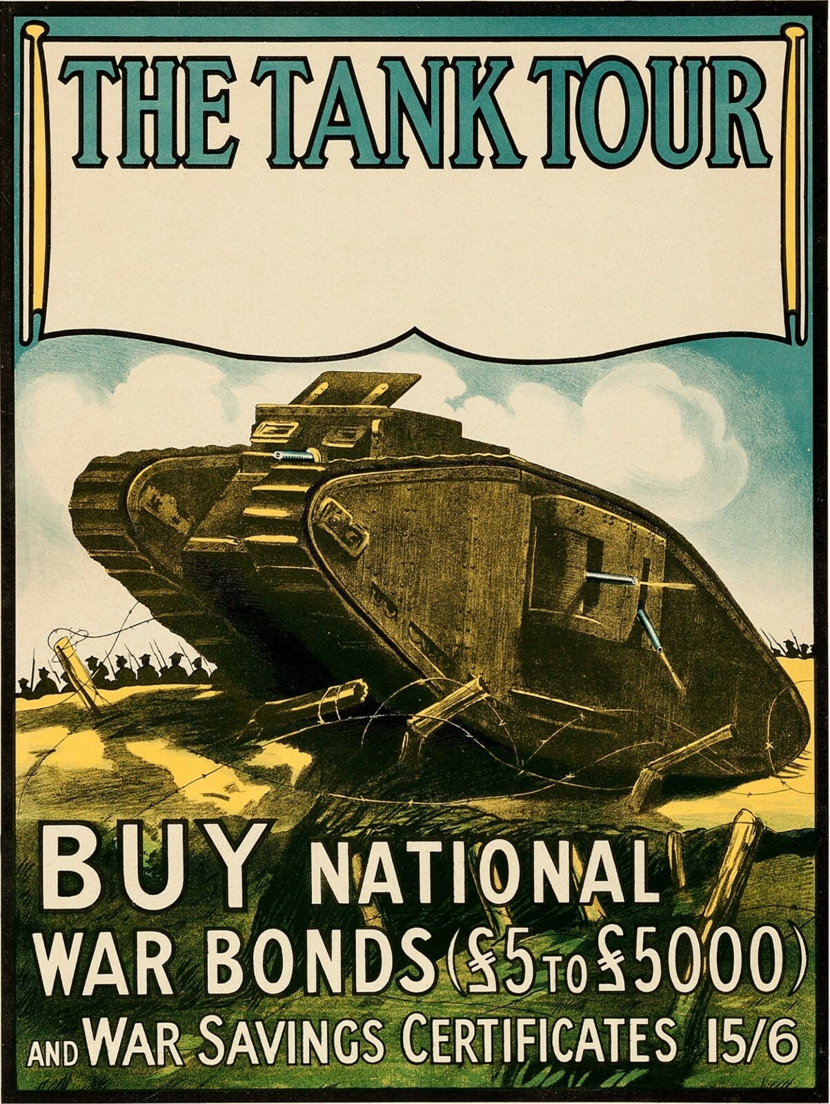 1917 Scottish Buy War Bonds NEW Metal Sign: The Tank Tour!