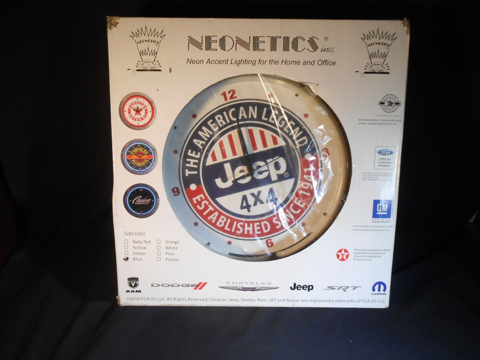 Neon Clock - Jeep 4x4 The American Legend 15" Neonetics. New