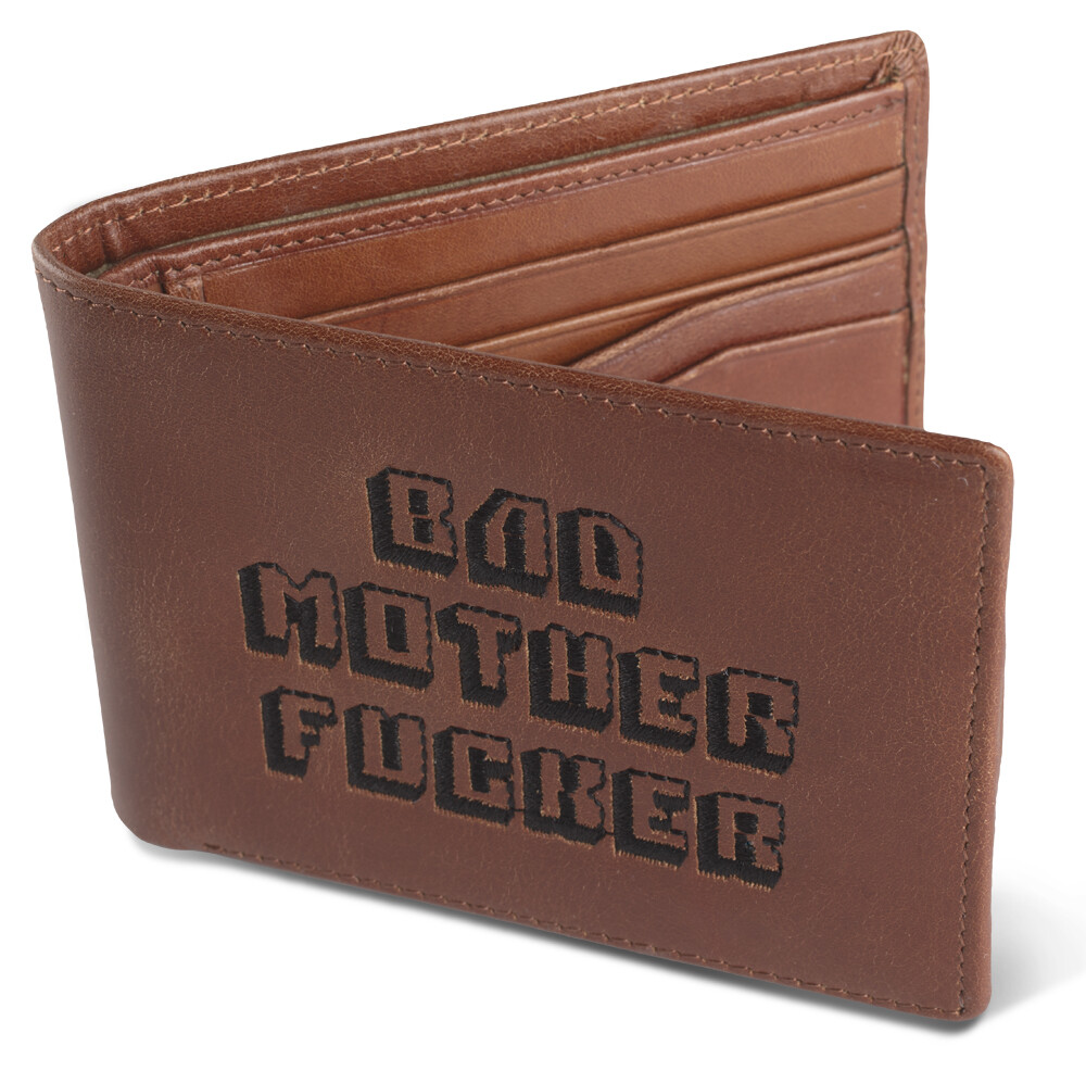 Premium Brown Embroidered Bad Mother Fu**er Leather Wallet As in Pulp Fiction