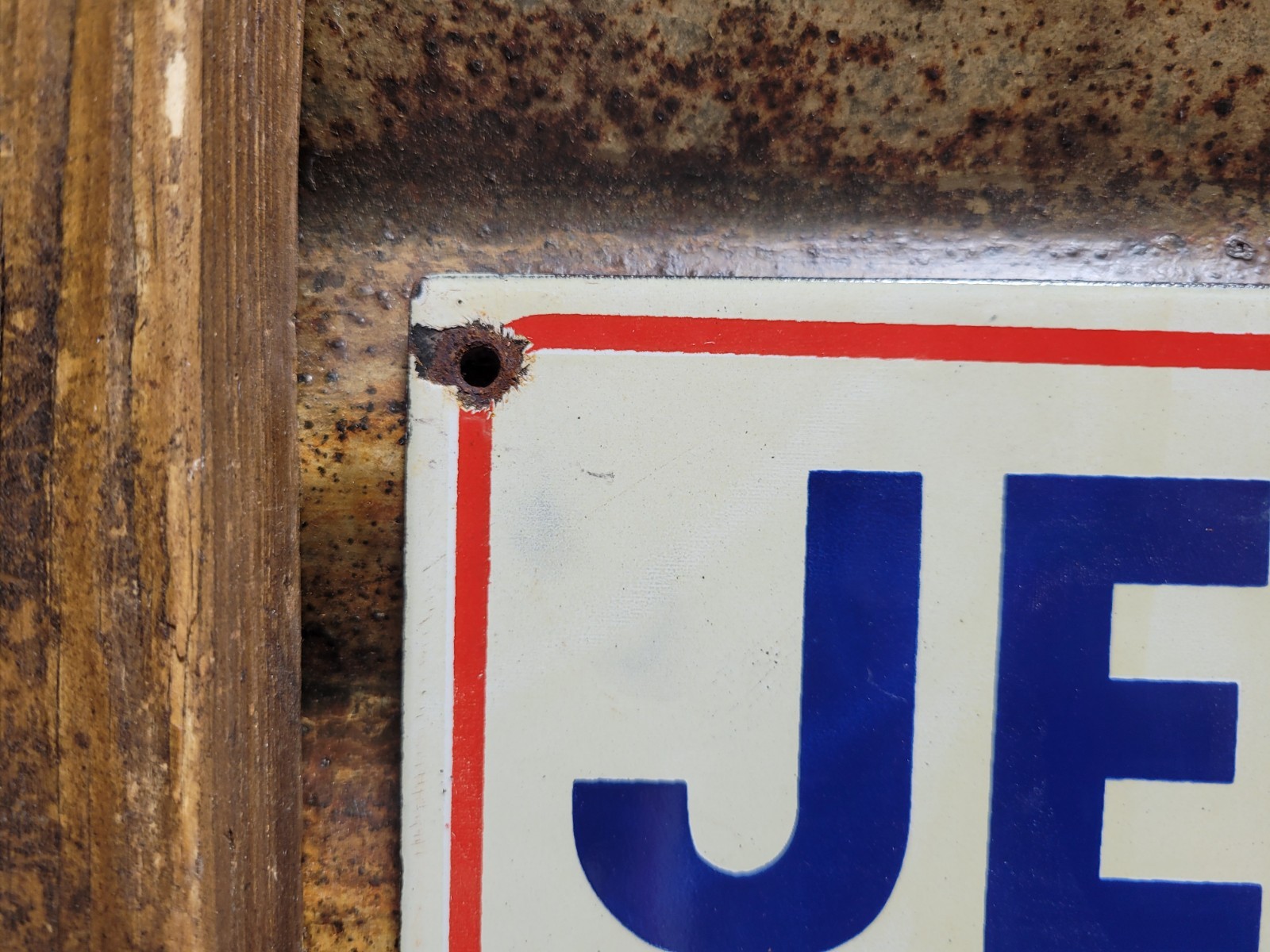 VINTAGE JESUS PORCELAIN SIGN OLD BAPTIST CHURCH RELIGIOUS BIBLE BEAUMONT TX GOD