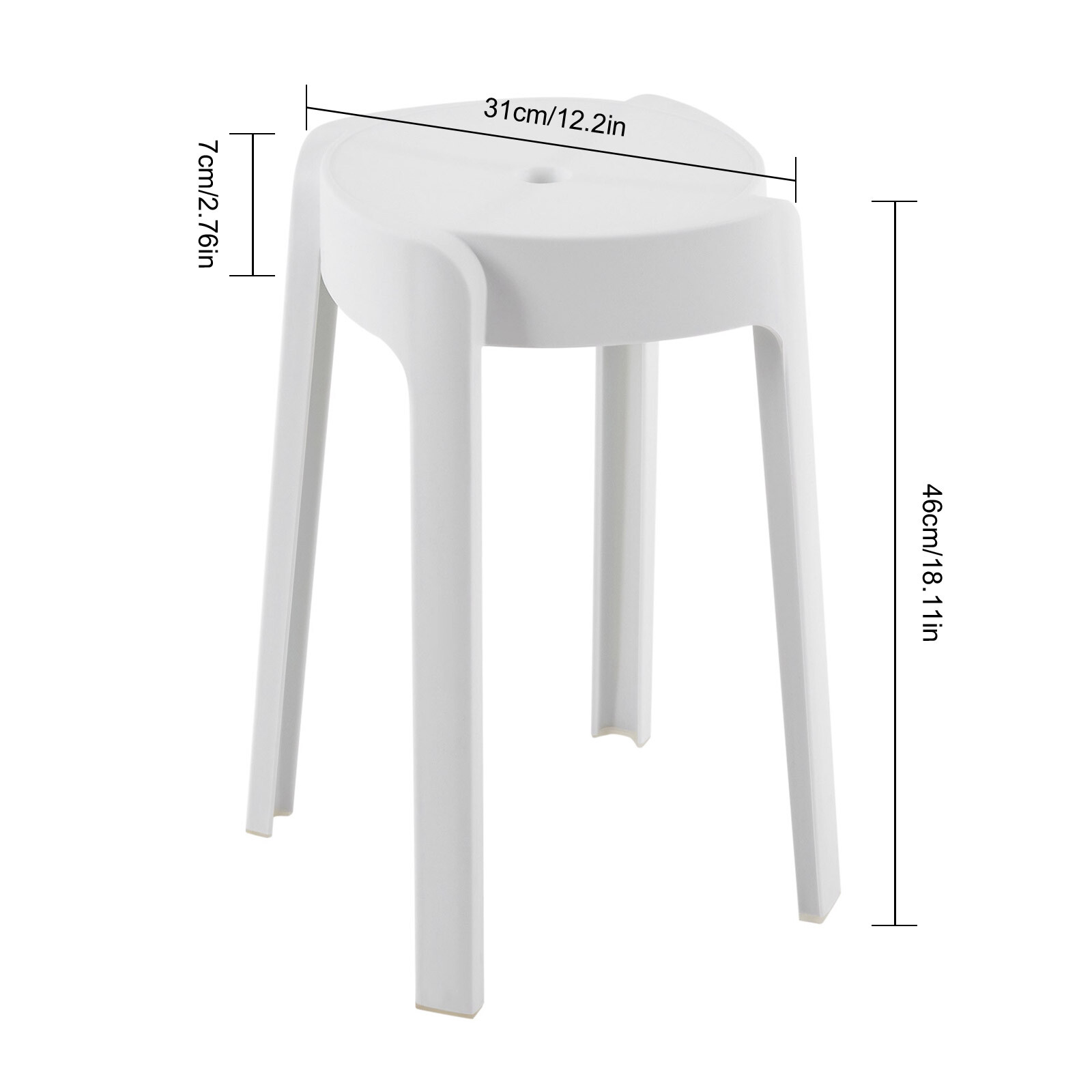 5Pcs Plastic Stools 18'' Height Indoor OutdoorKitchen Bar Chairs Stackable White