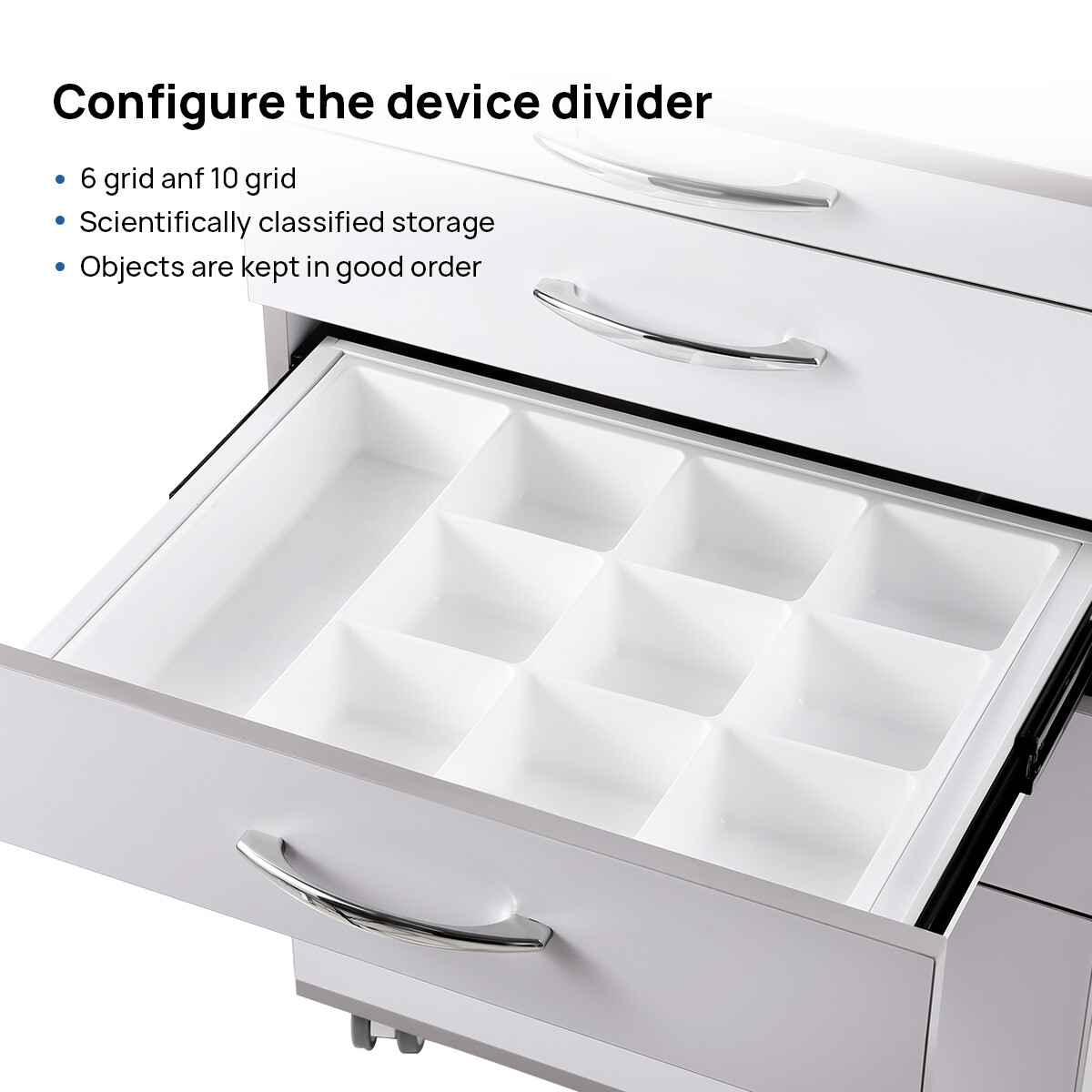 4 Drawers Dental Lab Mobile Cabinet Clinic Cart Medical Trolley W/ Power Socket