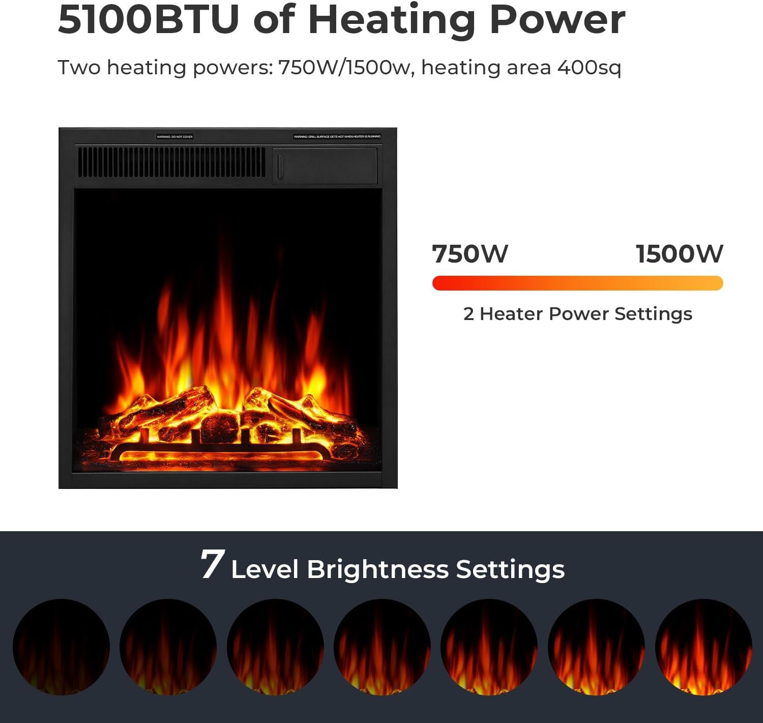 43” Corner Electric Fireplace Mantel Wooden Surround Firebox, TV Stand,Remote