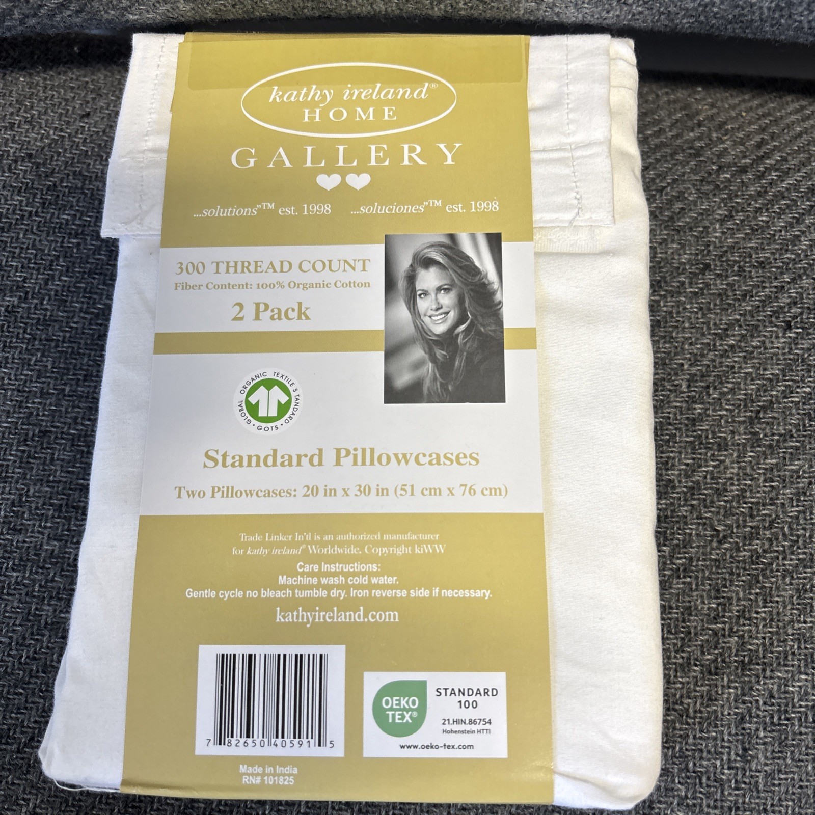 KATHY IRELAND 300 Thread Count Organic 100% Cotton STD PILLOW CASES PURE WHITE