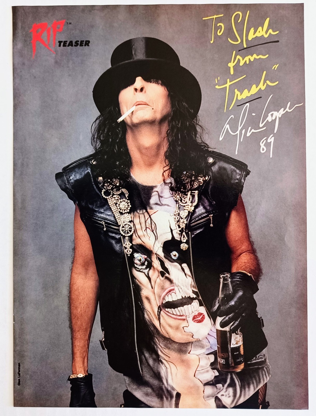 ALICE COOPER~ORIG 1989 POSTER~VINTAGE FULL PAGE PRINT MAGAZINE PINUP CLIPPING
