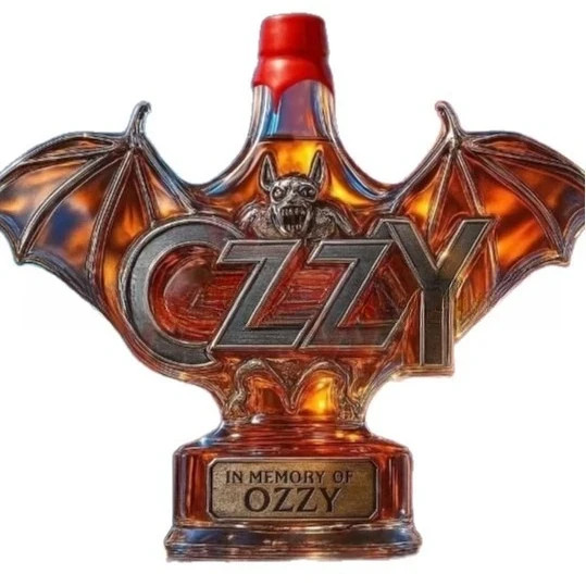 In Memory Of Ozzy Whiskey Bottle Osbourne Wing Glass Decanter Unique Gift 300ml