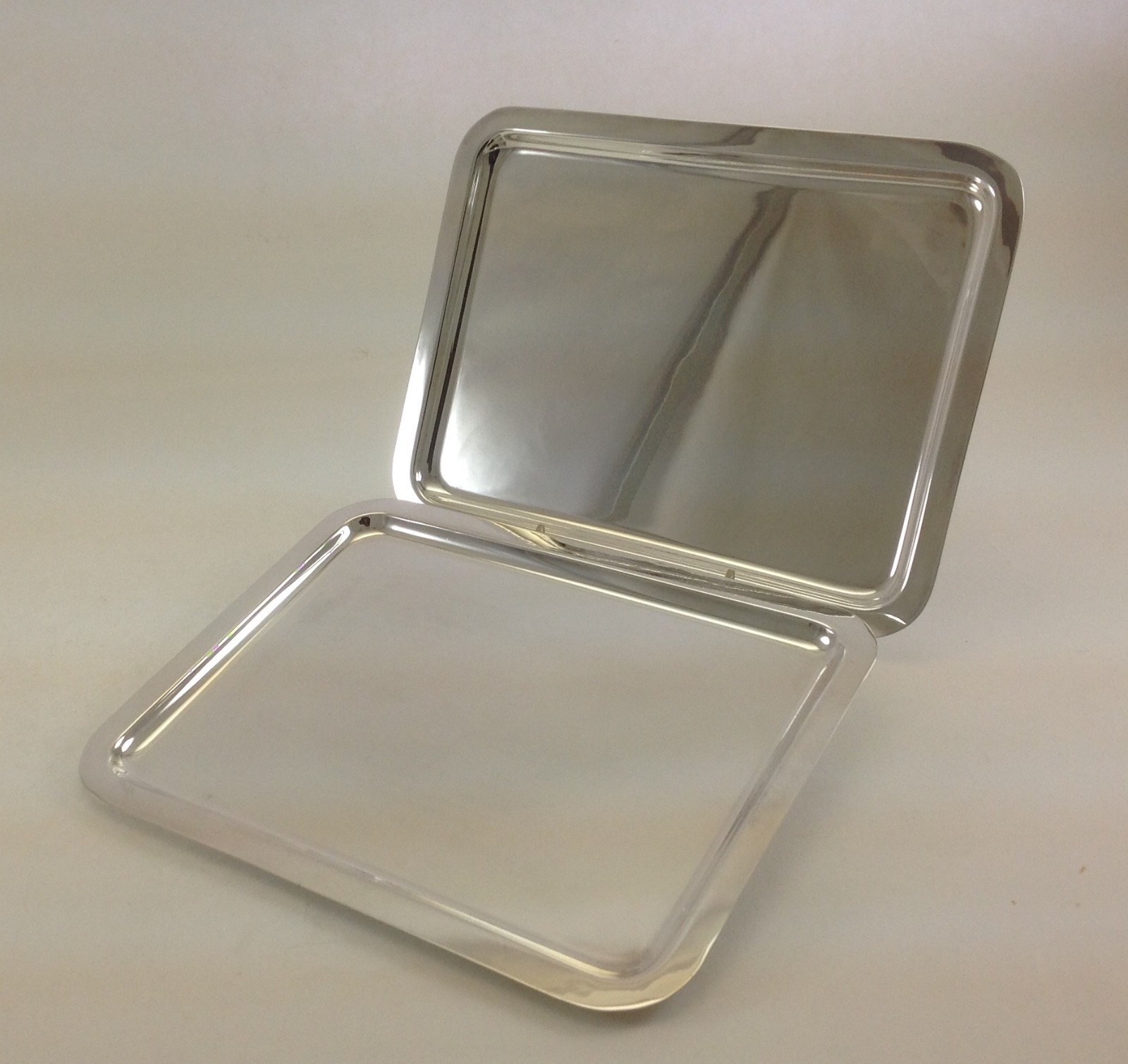 Silver Oblong Coffee Tray , Raw Edge/Plain. 11 in.